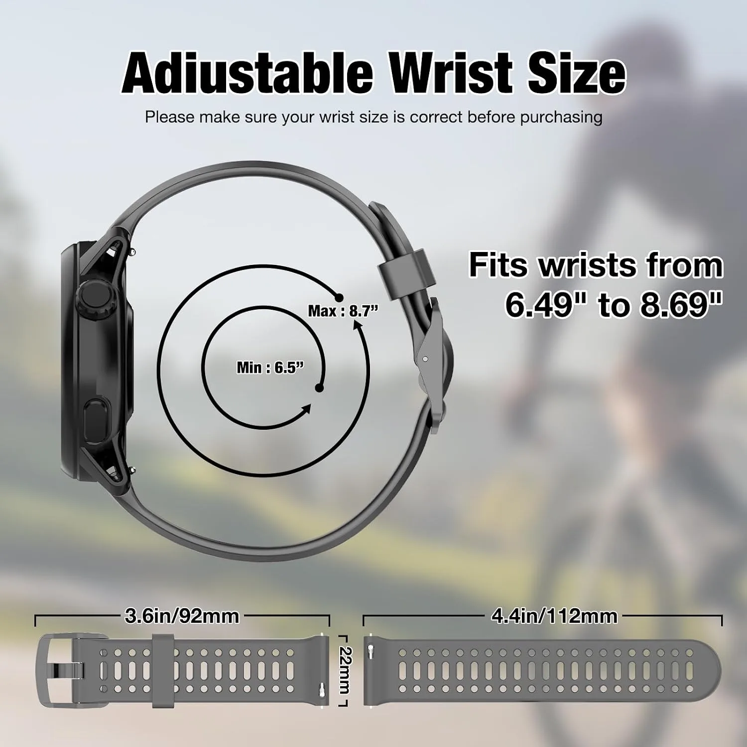 Watch Band for COROS PACE 3/PACE Pro/APEX 2 Pro/APEX Pro/APEX 46mm, 22mm Quick Release Silicone Replacement Band