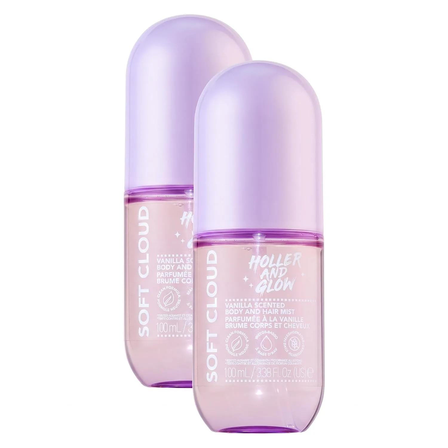 Holler And Glow Mood Boosting Soft Cloud Body & Hair Mist, Body Spray, Teen Girls Spritz, Long Lasting, Vanilla, Sweet Scented, Water Based Fragrance For Tweens, Clean & Gentle Formula, 3.38 Fl Oz