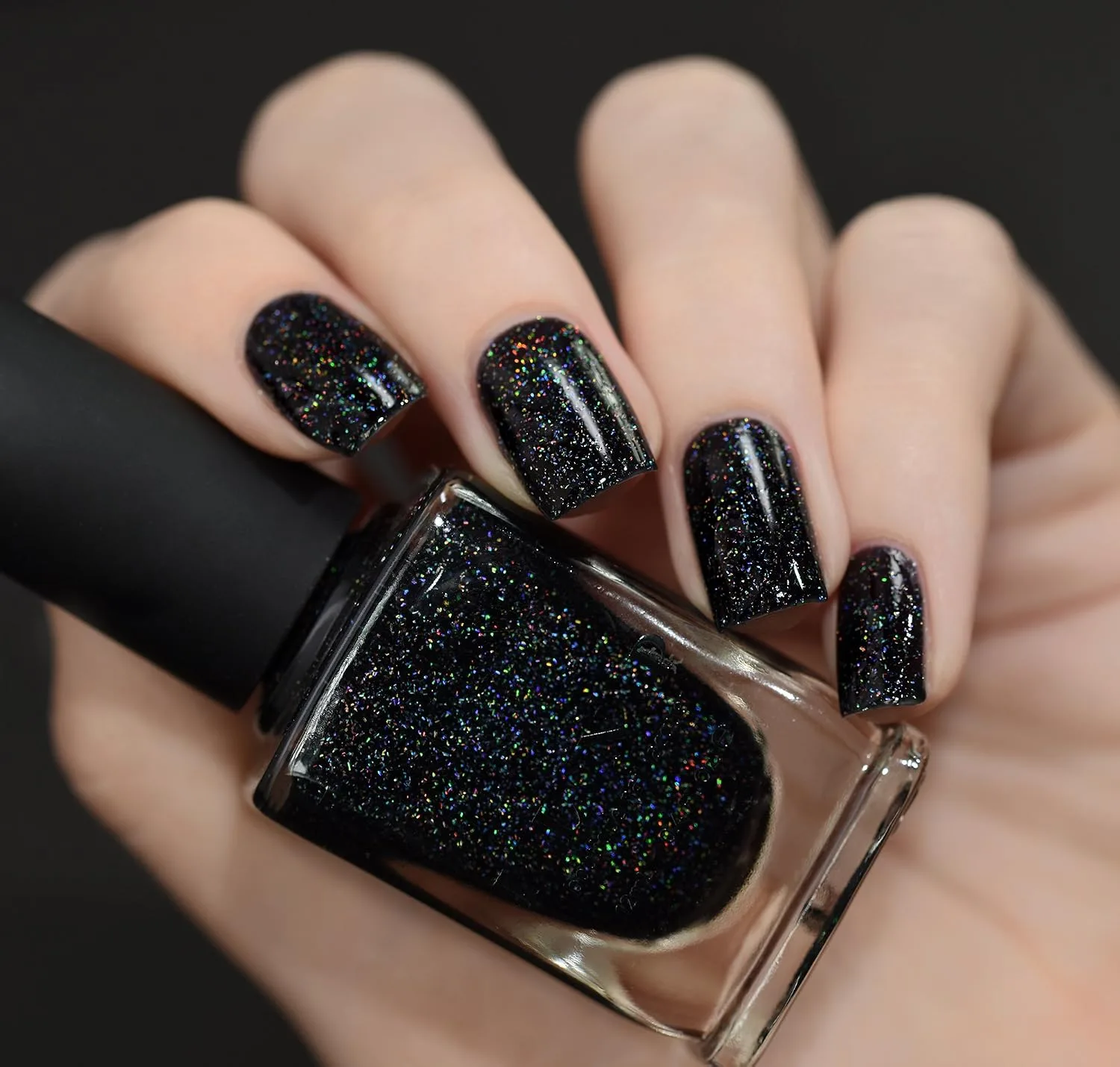 ILNP Cityscape - TRUE Black Holographic Jelly Nail Polish, High Gloss and Sparkle, Long Lasting, Chip Resistant Manicure, Non-Toxic, Vegan, Cruelty Free, 12ml