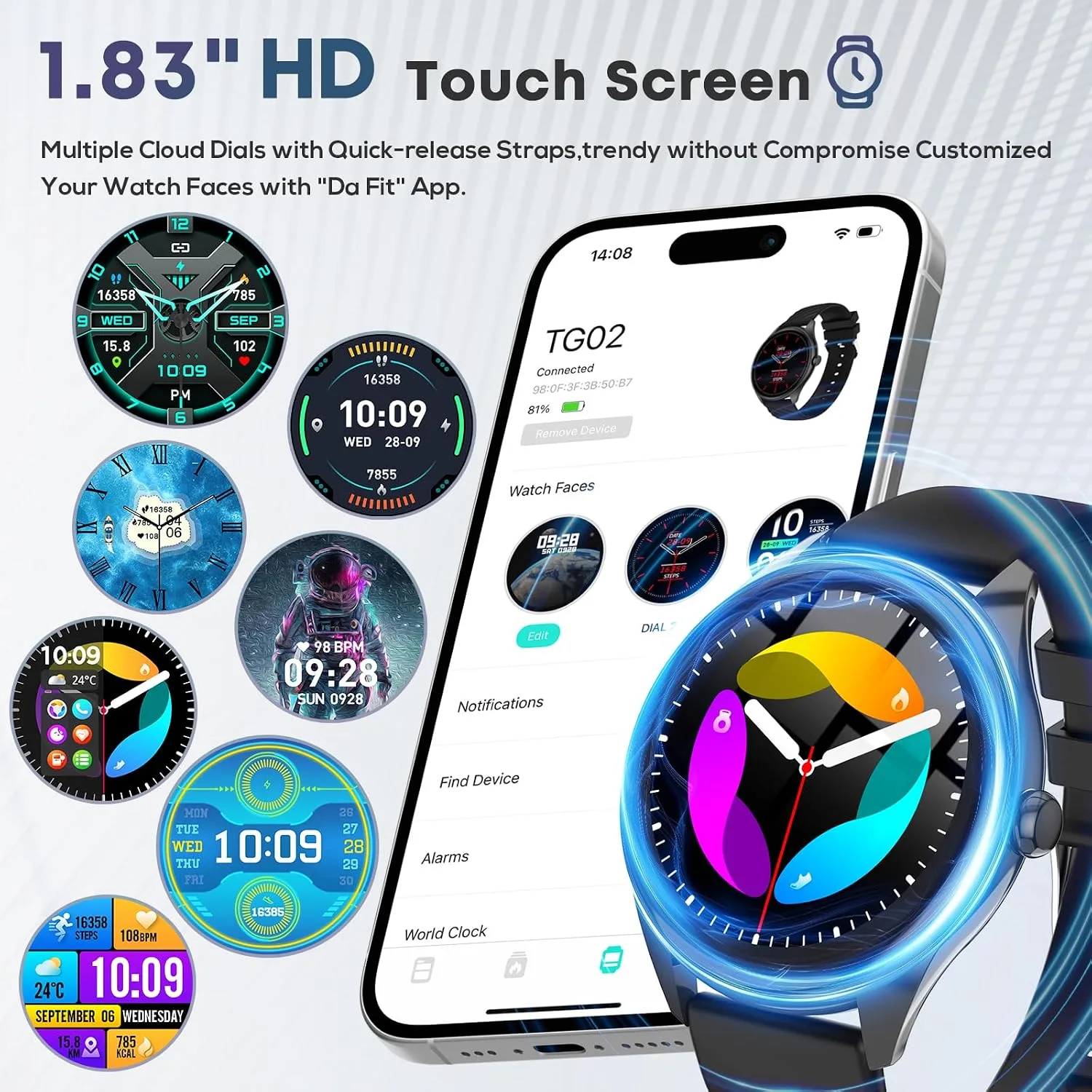 Smart Watch for Men, 1.39" HD Touchscreen Smartwatch with 120 Sports Modes, AI Voice Assistant, Heart Rate/Sleep Monitor, Bluetooth Call & Music Control Fitness Watch for iPhone/Android (Gray)