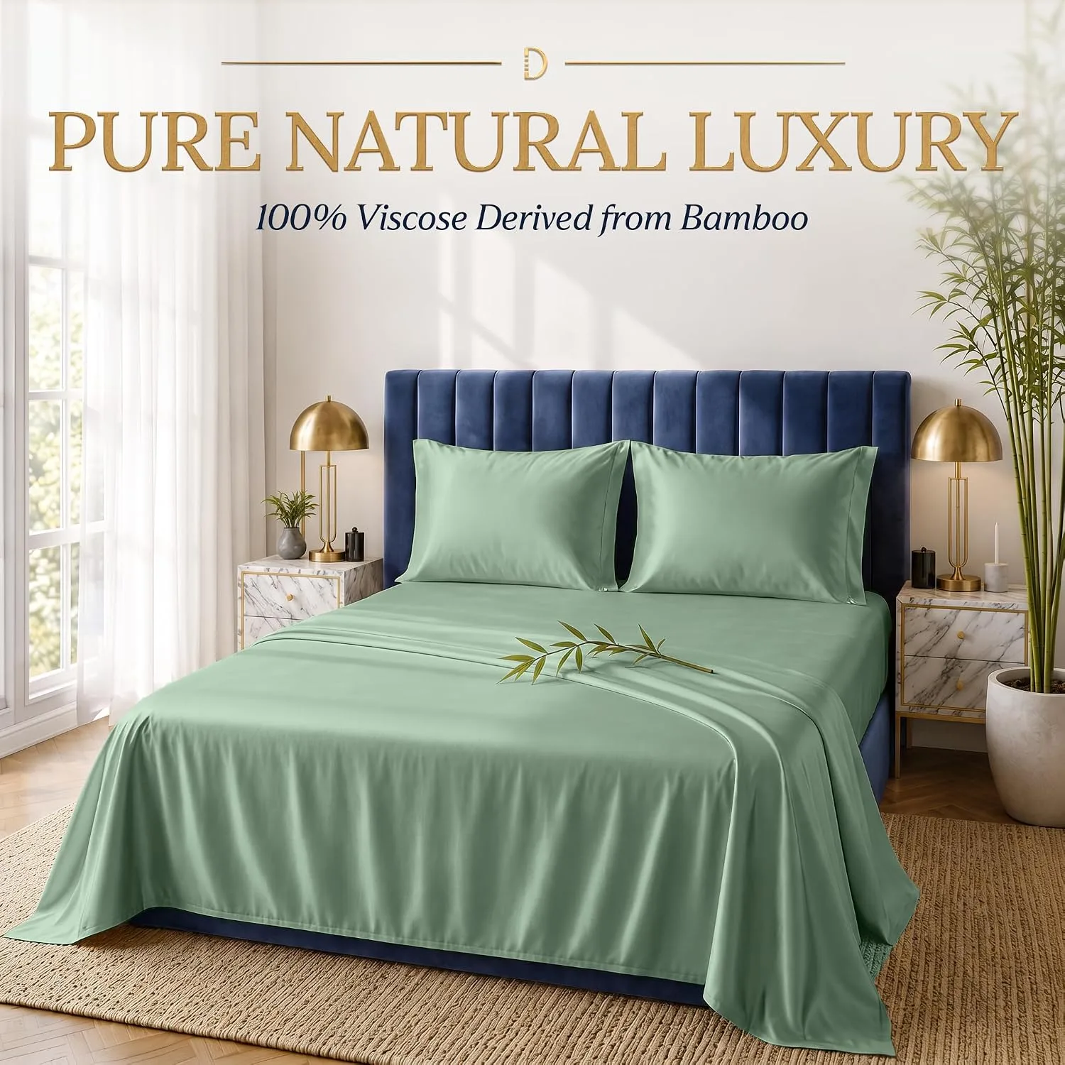 DECOLURE 100% Viscose from Bamboo Sheets Twin Size | 3 Pc Cooling Bed Set