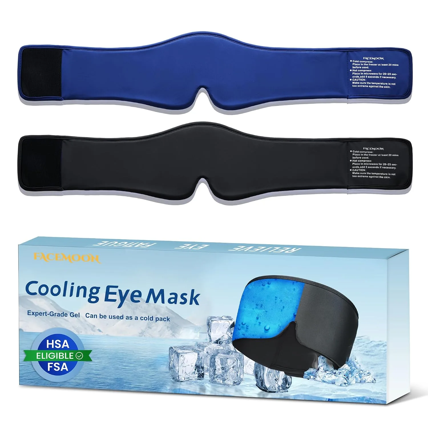 2 Pack Cooling Gel Eye Mask for Puffy Eyes, Migraine Relief, FSA Eligible