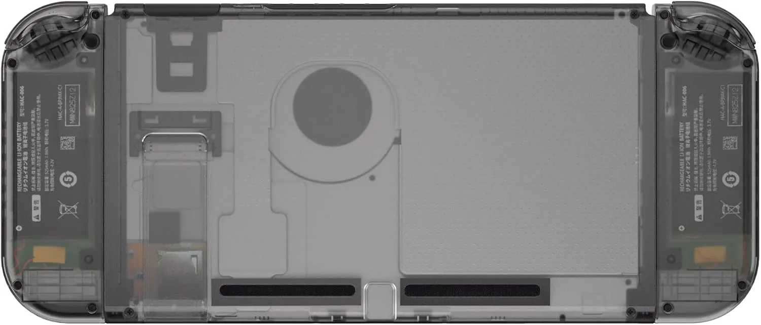 eXtremeRate DIY Replacement Shell Buttons for Nintendo Switch, Back Plate for Switch Console, Housing with Full Set Buttons for Joycon Handheld Controller - Clear Black [No Electronics Parts]