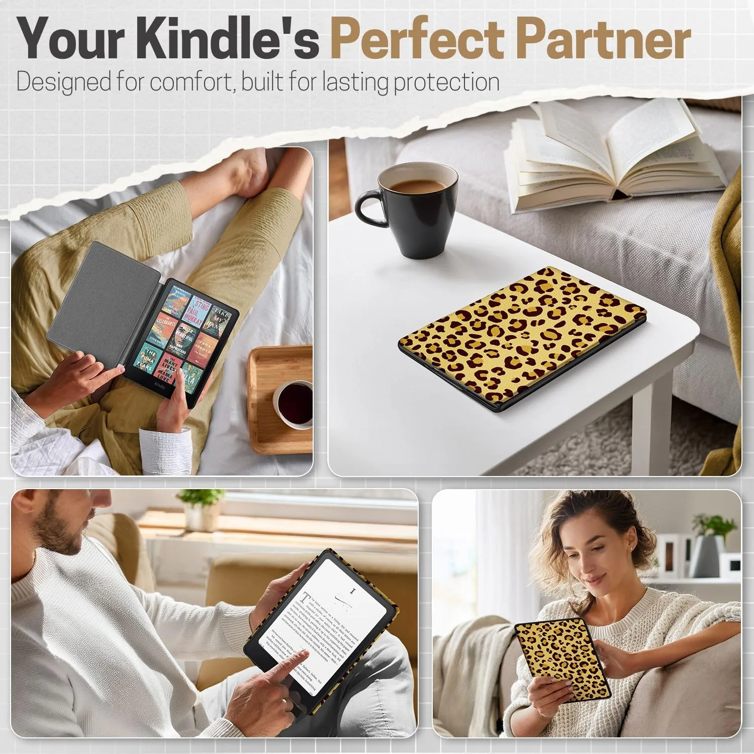 TNP Kindle Paperwhite 12th Gen Case, Colorsoft 7-Inch Cover, Leopard Yellow