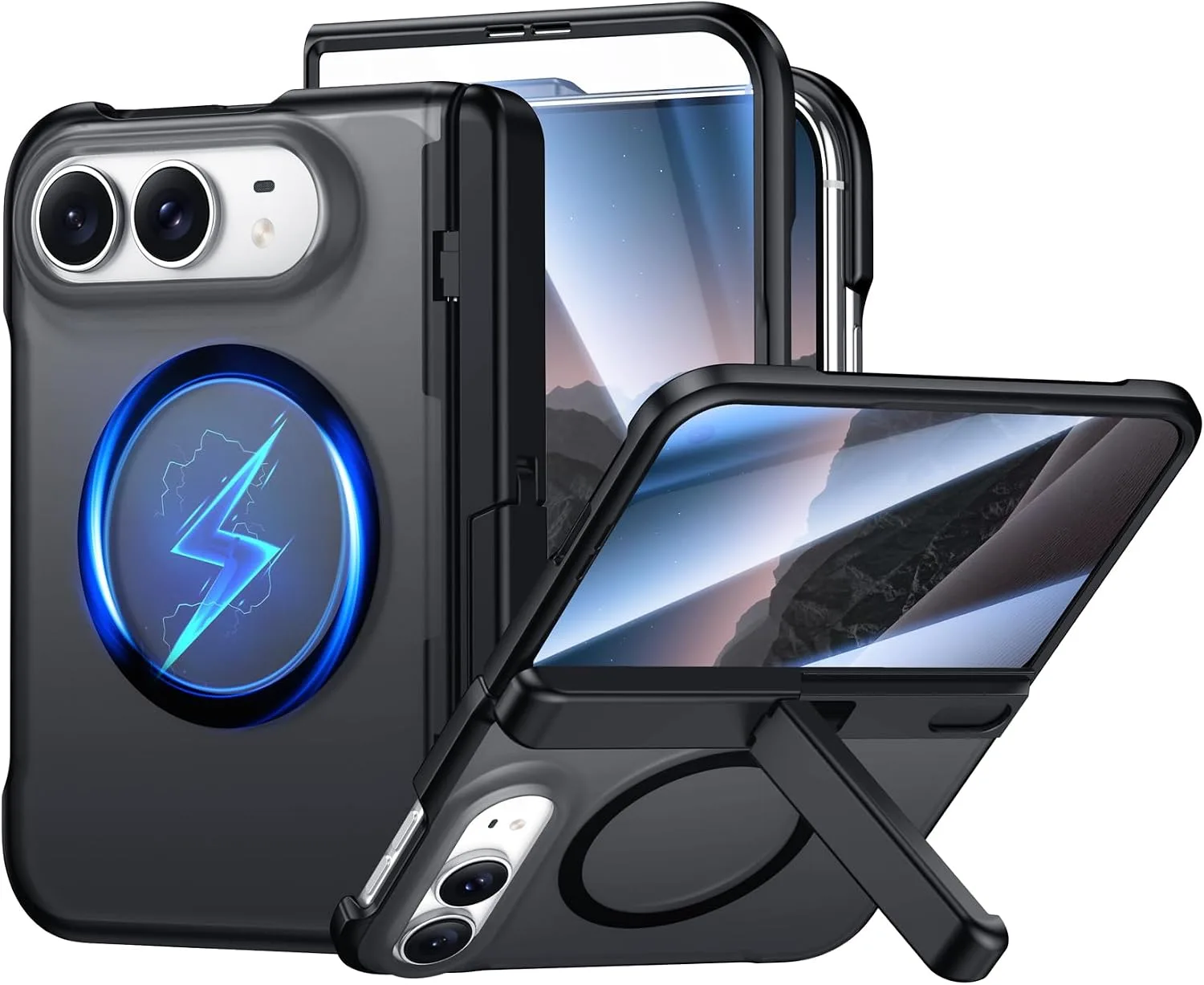 SPIDERCASE Magnetic for iPhone Duo Case, with Stand,Black