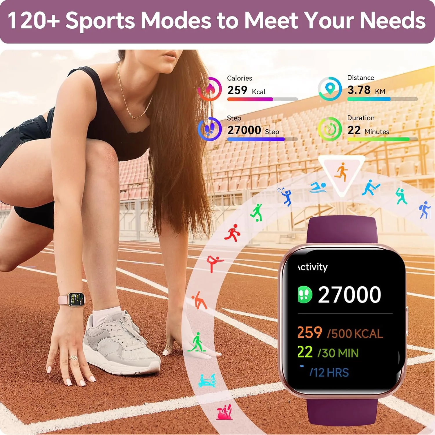 Smart Watches for Women, 1.85" HD Smart Watch Compatible iPhone/Samsung/Android (Answer/Make Call), Fitness Watch with Heart Rate/Sleep/SpO2 Monitor, SmartWatch 3ATM Waterproof 120+ Sport Modes Alexa