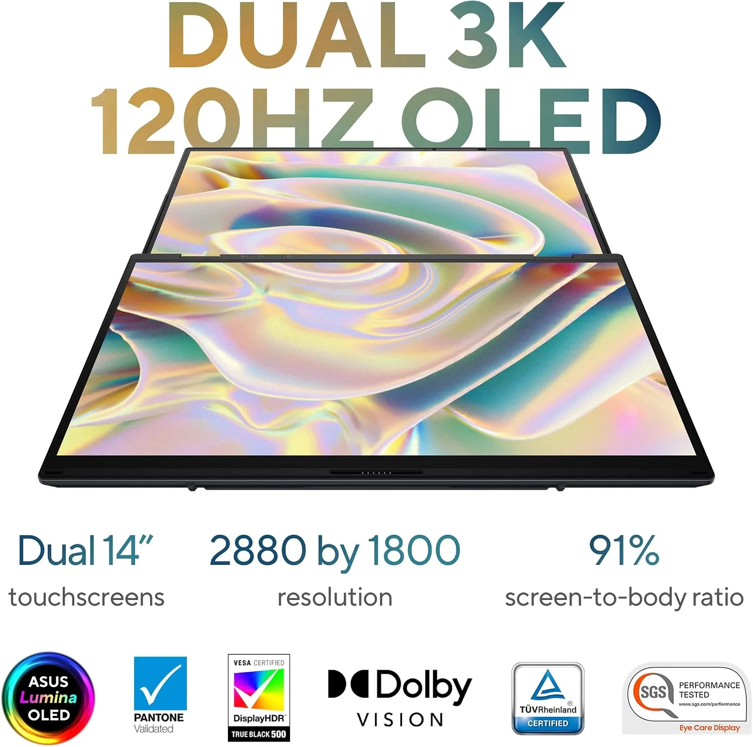 ASUS Zenbook Duo Dual 14" OLED 3K 120Hz Touchscreen Laptop Intel Core Ultra 7 255H 32GB RAM 1TB SSD Inkwell Gray