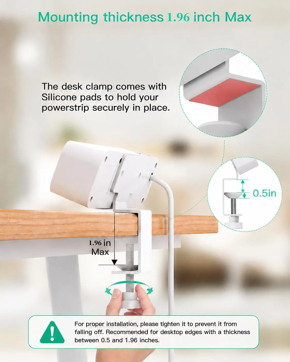 Mifaso PD30W Desk Clamp Power Strip, Surge Protector, Fast Charging Station
