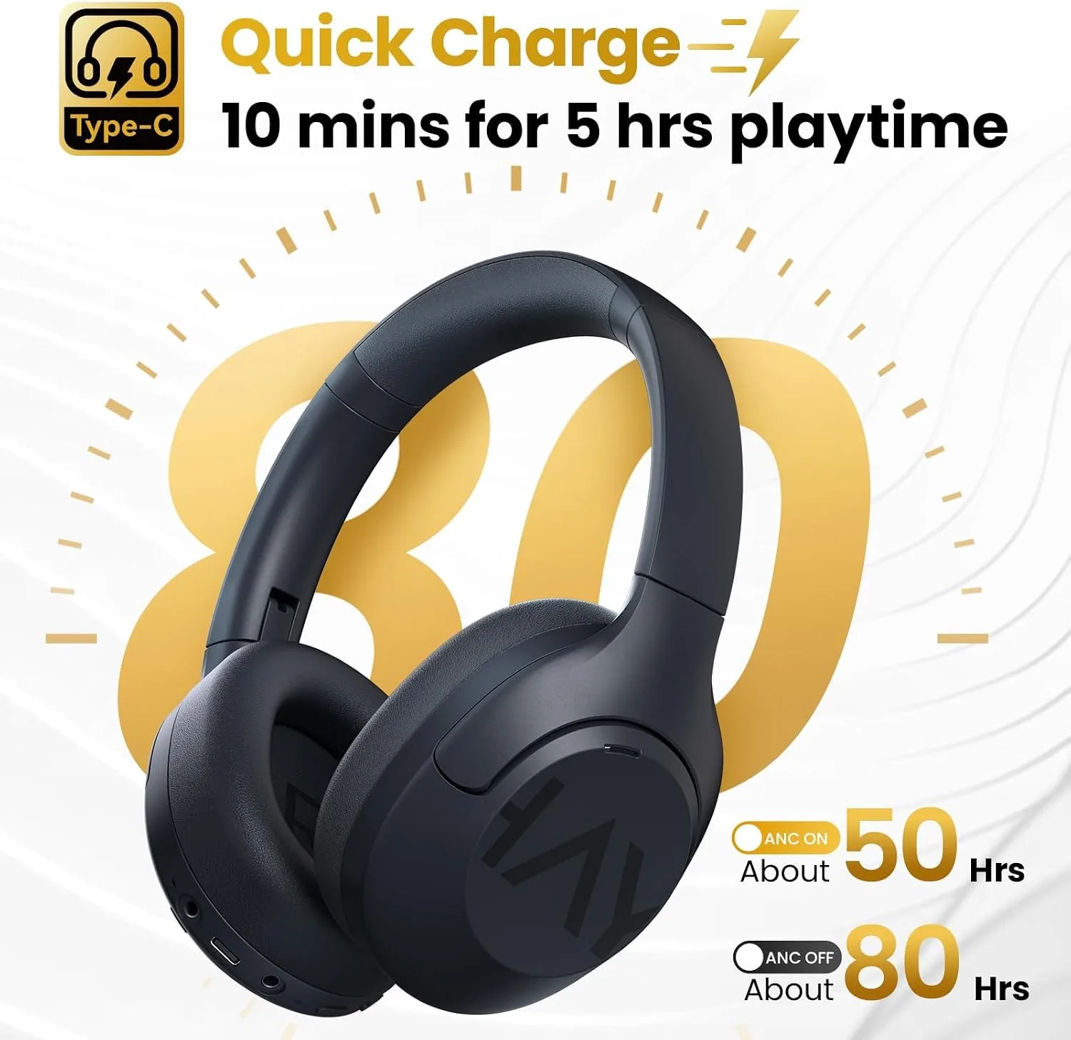 HAYLOU S30 Pro ANC Wireless Headphones, Bluetooth 5.4, 80H Headset Black