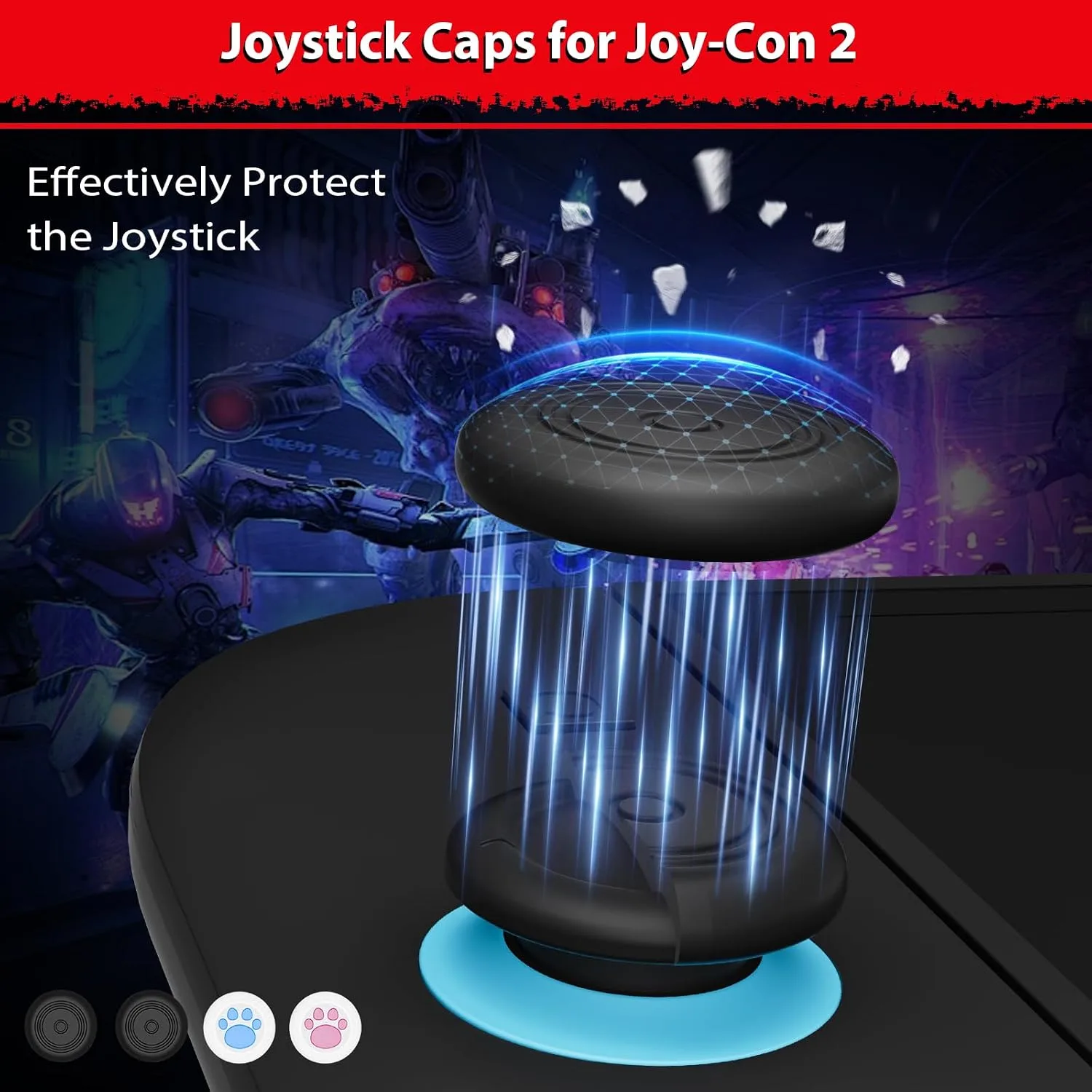 Joycon Joystick Replacement 2 Pack for Switch 2, Replacement Joy-Stick Analog Thumb Stick for Nintendo Joycon 2 (L)/(R) Blue/Red, Left/Right Analog Joystick with Thumbstick Grips & Screws (Blue/Red 4Pack Tool Kit)
