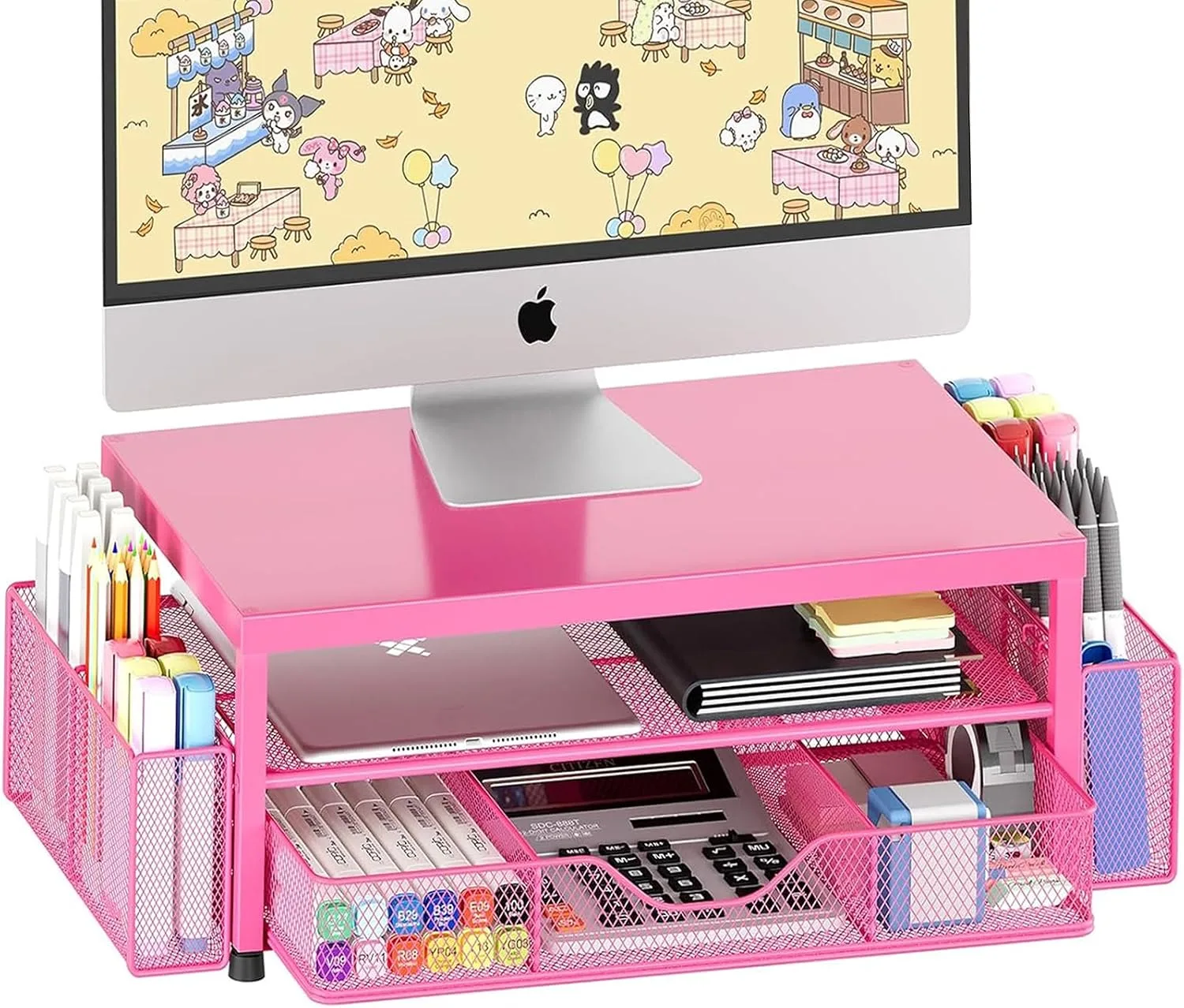 Base para monitor Opnice con organizador, cajón y porta lápices