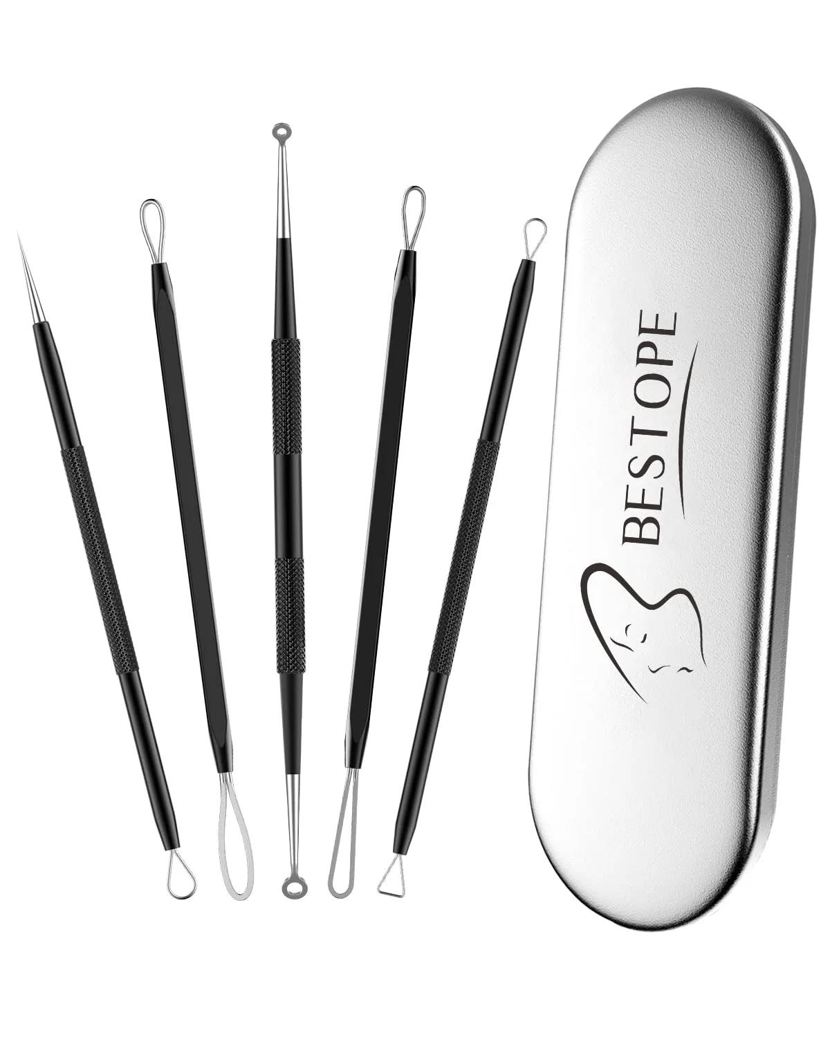 TAYTHI Blackhead Remover Tool, Pimple Popper Tool Kit, Blackhead Extractor Tool for Face, Extractor Tool for Comedone Zit Acne Whitehead Blemish, Stainless Steel Extraction Tools (Pack of 5)