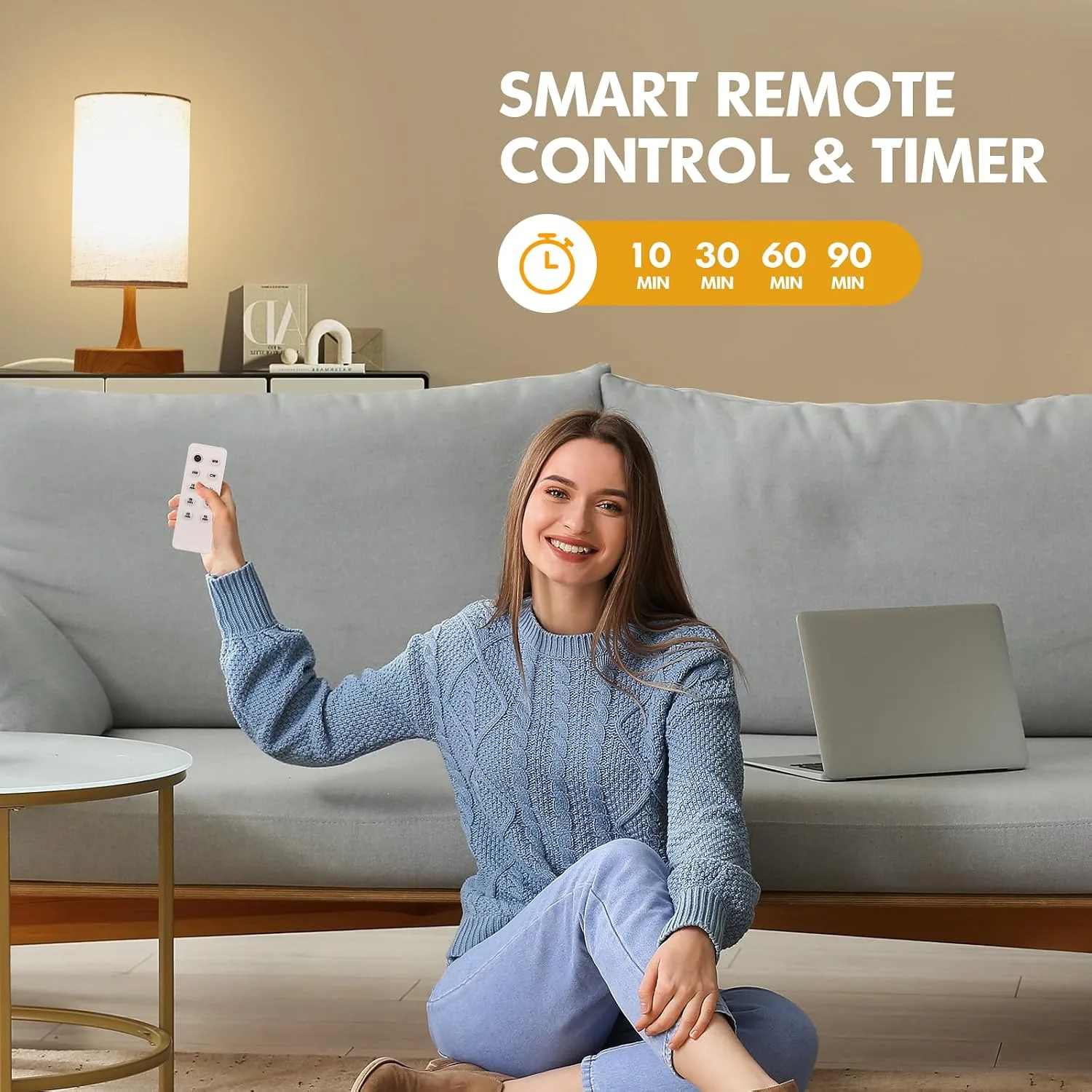 Caromolly Light Therapy Lamp, Sunlight Lamp 10000 Lux with Remote Control, 3 Color Temperature & 4 Brightness Level & Timer, Daylight Lamp for Home, Office, Decoration