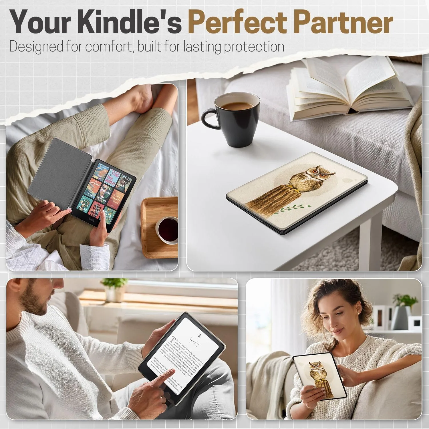 TNP Kindle Paperwhite 12th Gen Case, Colorsoft 7-Inch Cover Owl in the Tree