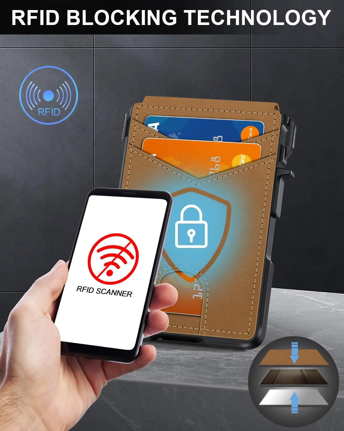 Wallet for Mens Minimalist Wallet 9-13 Cards RFID Blocking Slim Wallet