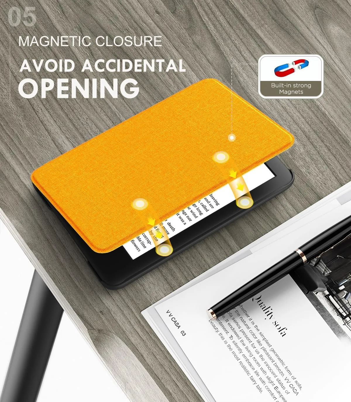 MoKo Case for 6" Amazon Kindle Basic 11th Gen 2024/2022, Denim Orange