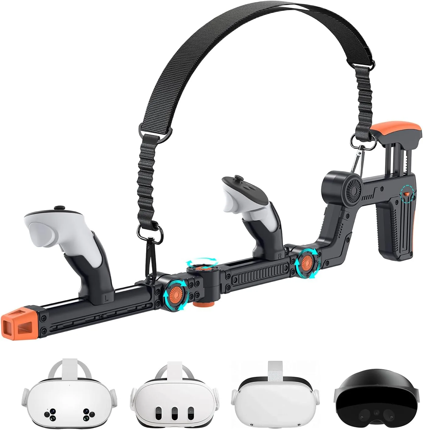 Rechale VR Gunstock Compatible with Meta Quest 2/3/3S/Pro, Shoulder Straps Adjustable FPS Gaming Controller Accessories Quick Magnetic Attachment Cheek Pad Immersive VR Stock Rifle Gameplay (Black)