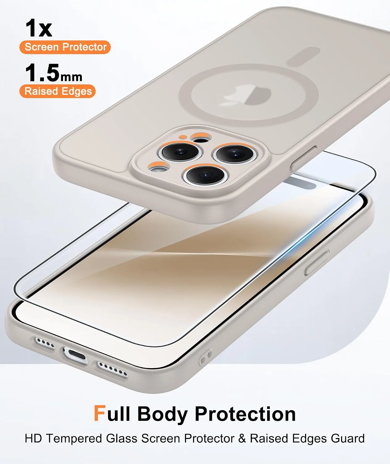 FNTCASE for iPhone 14-Pro Case Fit for MagSafe Off White