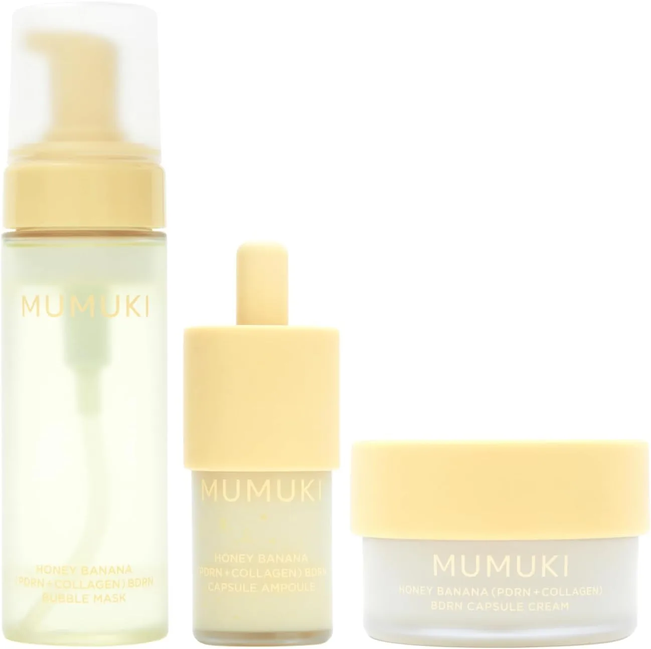 Honey Banana Plant PDRN 3-Step Korean Skincare Set for Women | Bubble Mask, Capsule Ampoule & Cream Gift Kit | BDRN Collagen Bundle for Hydration, Firming & Glass Skin Glow