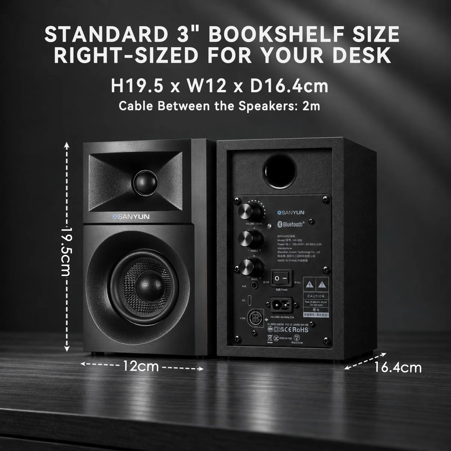 Sanyun SW203 3" 60W Computer Speakers for Desktop Monitor PC, 24bit DAC