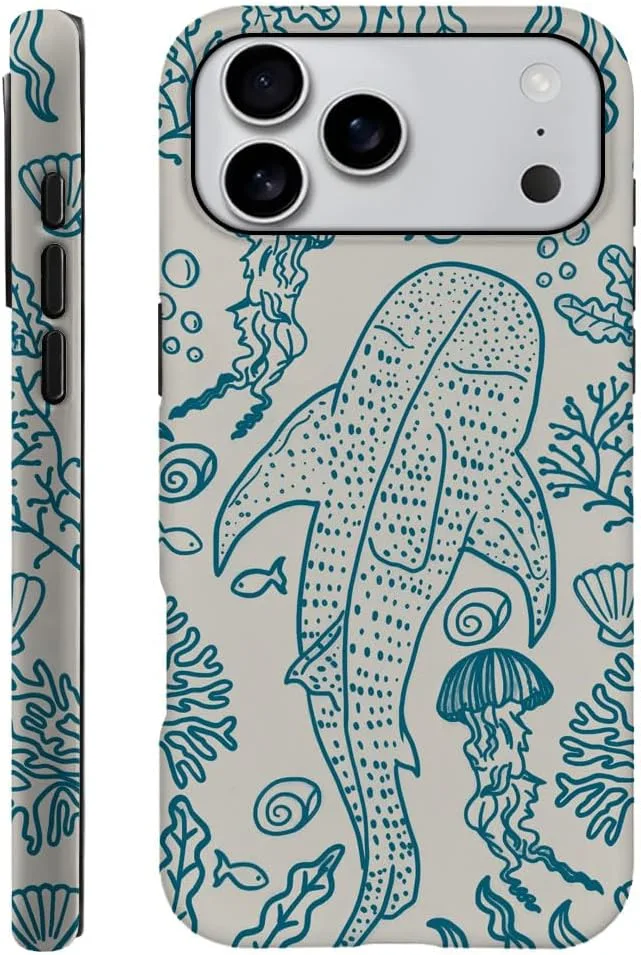 Case Compatible with iPhone 18 Pro Max/iPhone 17 Pro Max,Fall Prevention Hybrid 2-Layer Hard Shell Phone Cover for Girls Boys,Oceans Whales Sharks