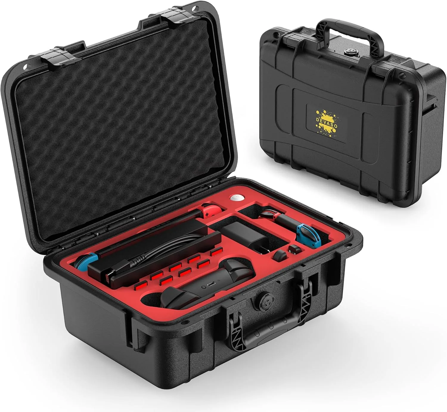 DEVASO Carrying Case for Nintendo Switch/Switch OLED, Professional Deluxe Waterproof Travel Case Soft Lining Hard Case for Nintendo Switch OLED Model (2021) Console Pro Controller & Accessories
