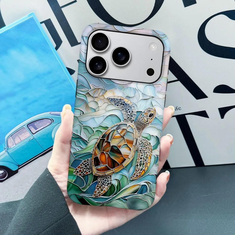 Case Compatible with iPhone 18 Pro/iPhone 17 Pro,Fall Prevention Hybrid 2-Layer Hard Shell Phone Cover for Girls Boys,Oceans Turtle Sea