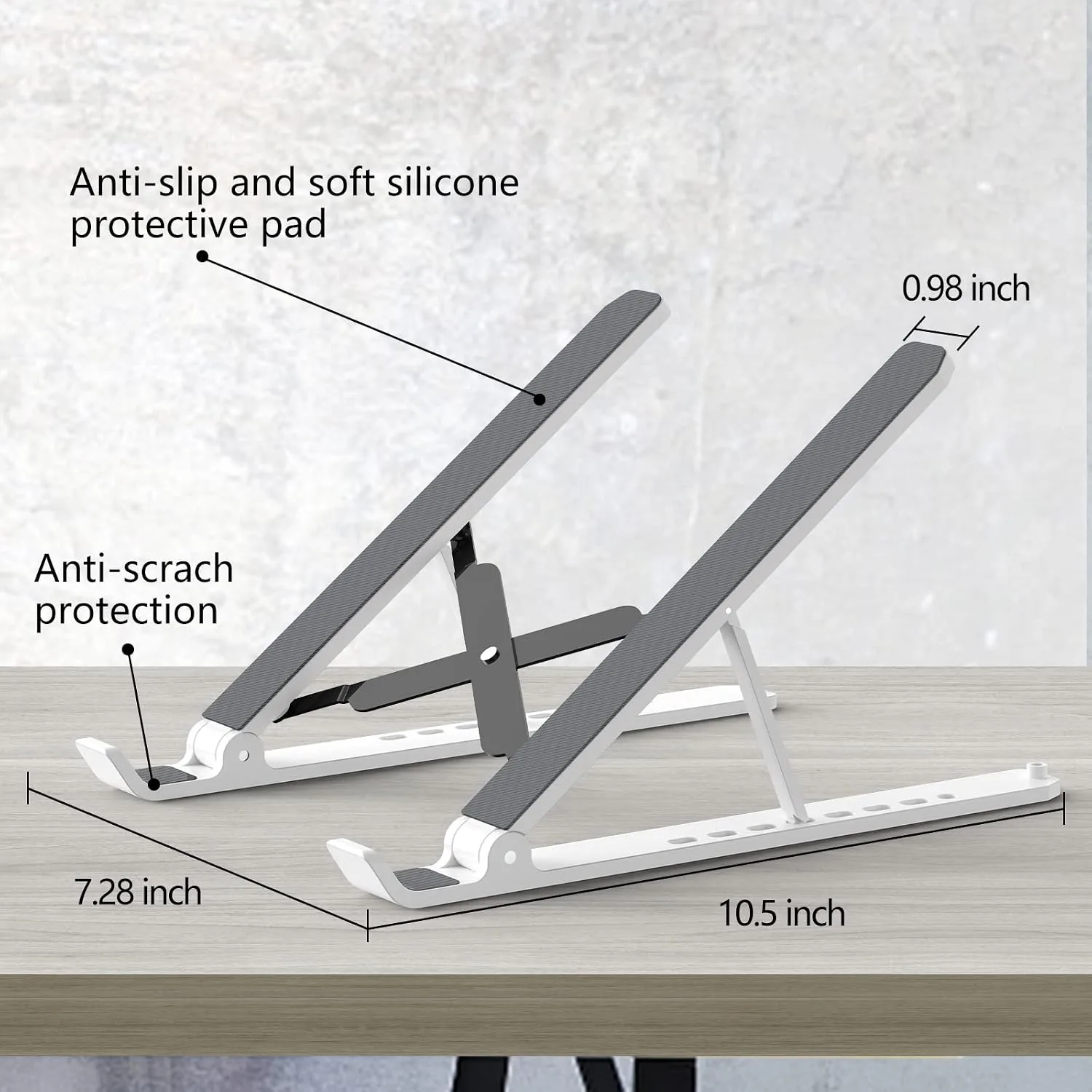 Tonmom Laptop Stand for Desk, Adjustable Laptop Riser, White