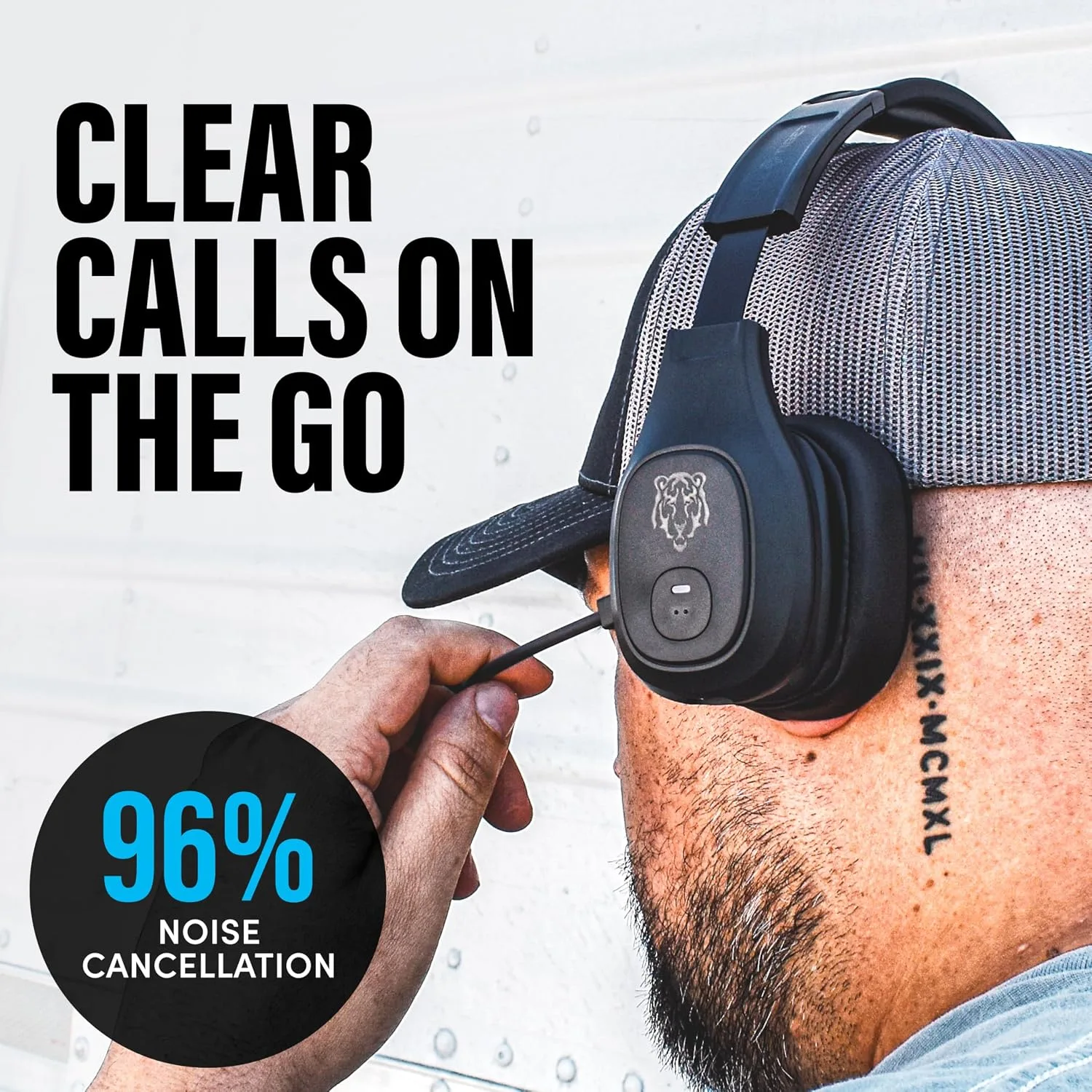 Blue Tiger Storm Black- Wireless Trucker Bluetooth Headset with Mic