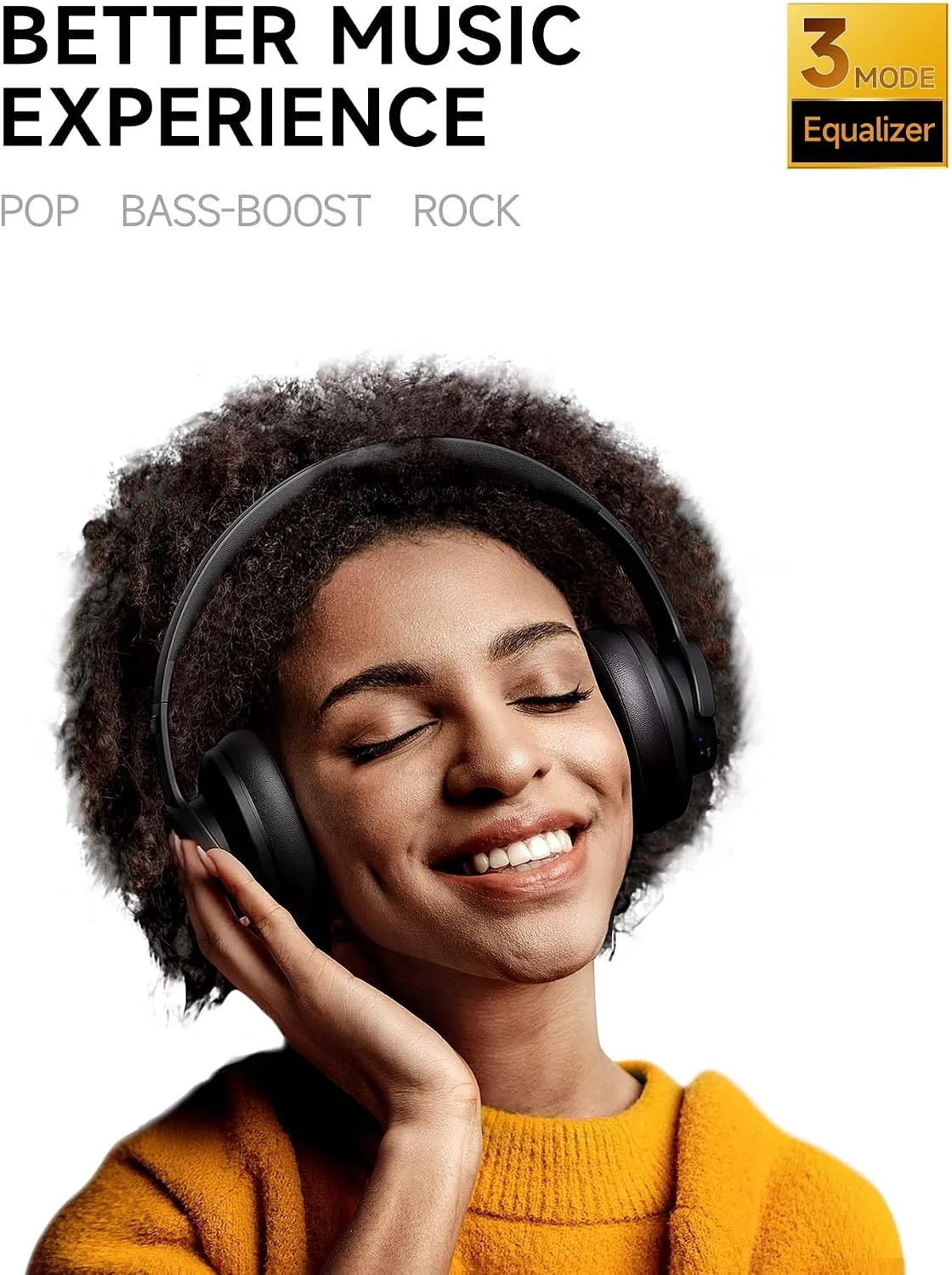 Picun B8 Wireless Bluetooth Headphones, 120H Playtime, 3EQ Modes, Black