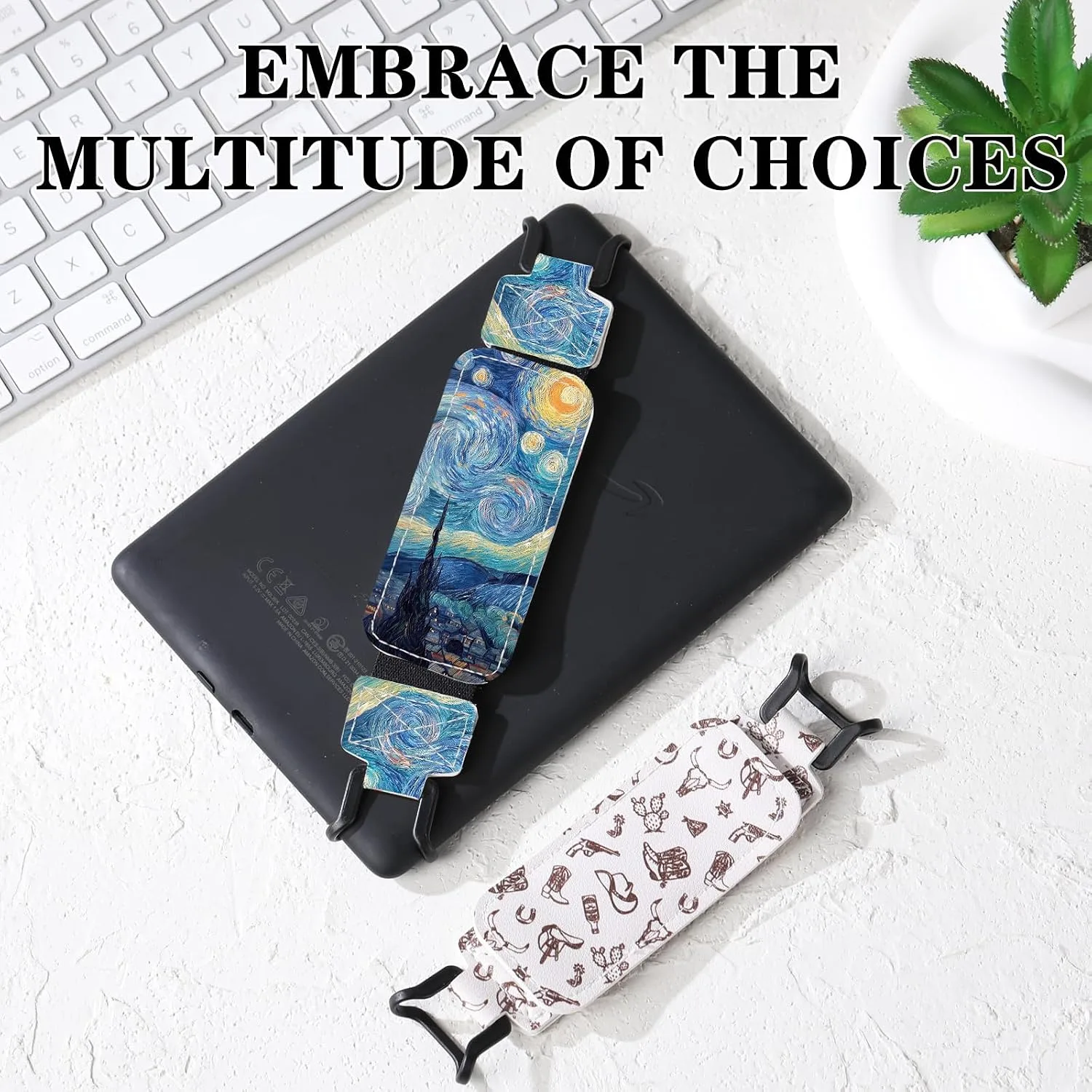 Hand Strap Holder for Kindle - Finger Grip for 6-7.5" Paperwhite 12th/11th Generation/Kobo/Lenovo/Sony Ereaders E-Book Tablet Starry Night Blue High Elasticity Reading Accessories