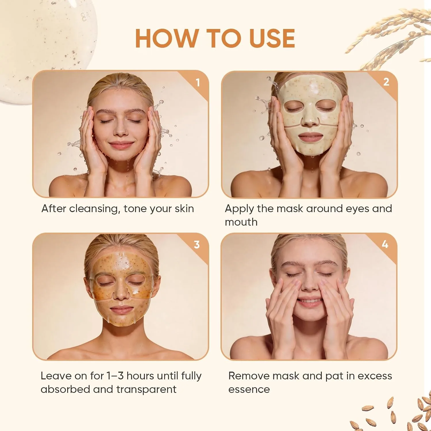 TEAWOO Rice Deep Collagen Face Mask, 8 EA, Overnight Facial Mask
