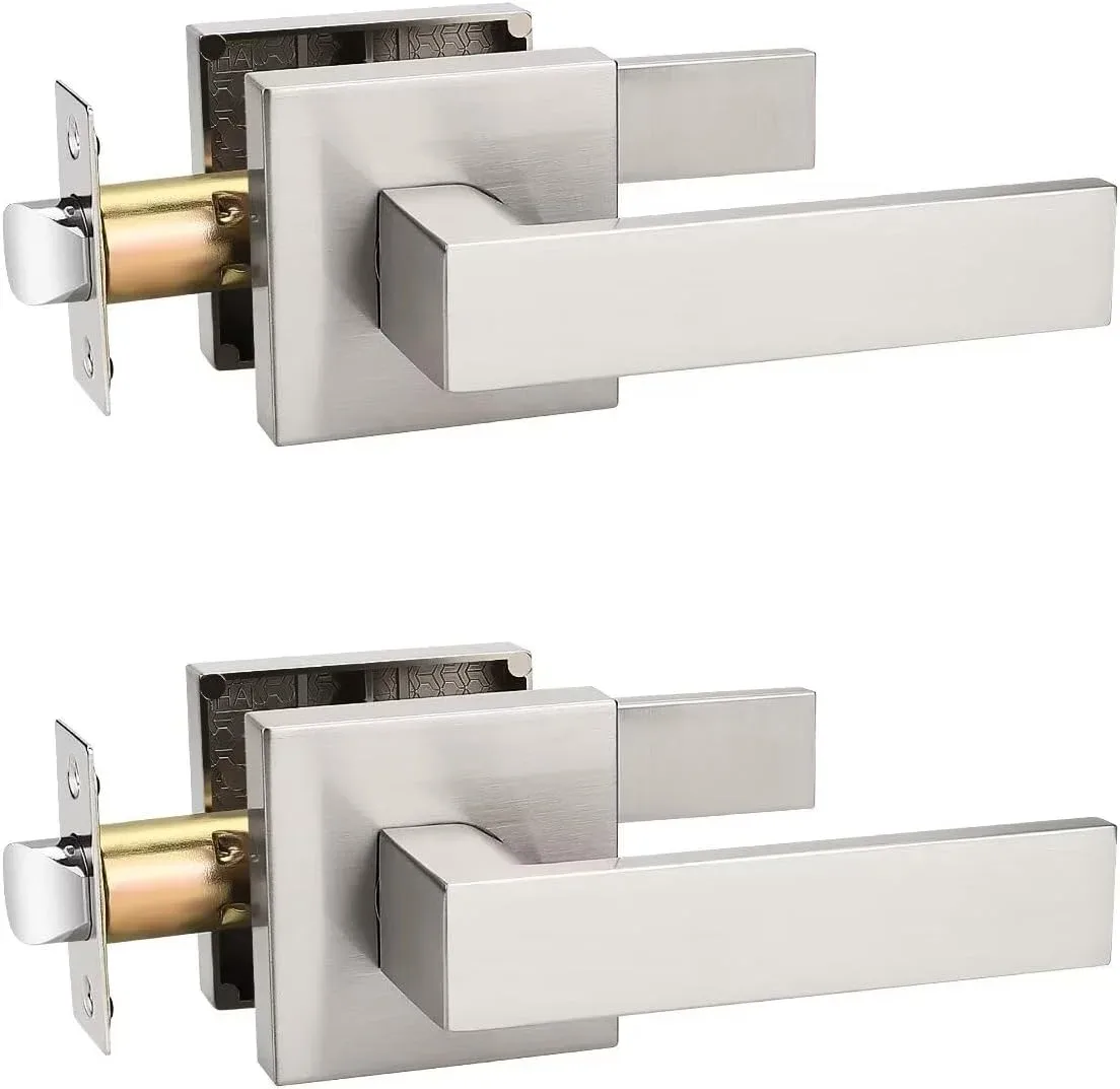 Manija para puerta Tinewa níquel cepillado juego de 2 piezas