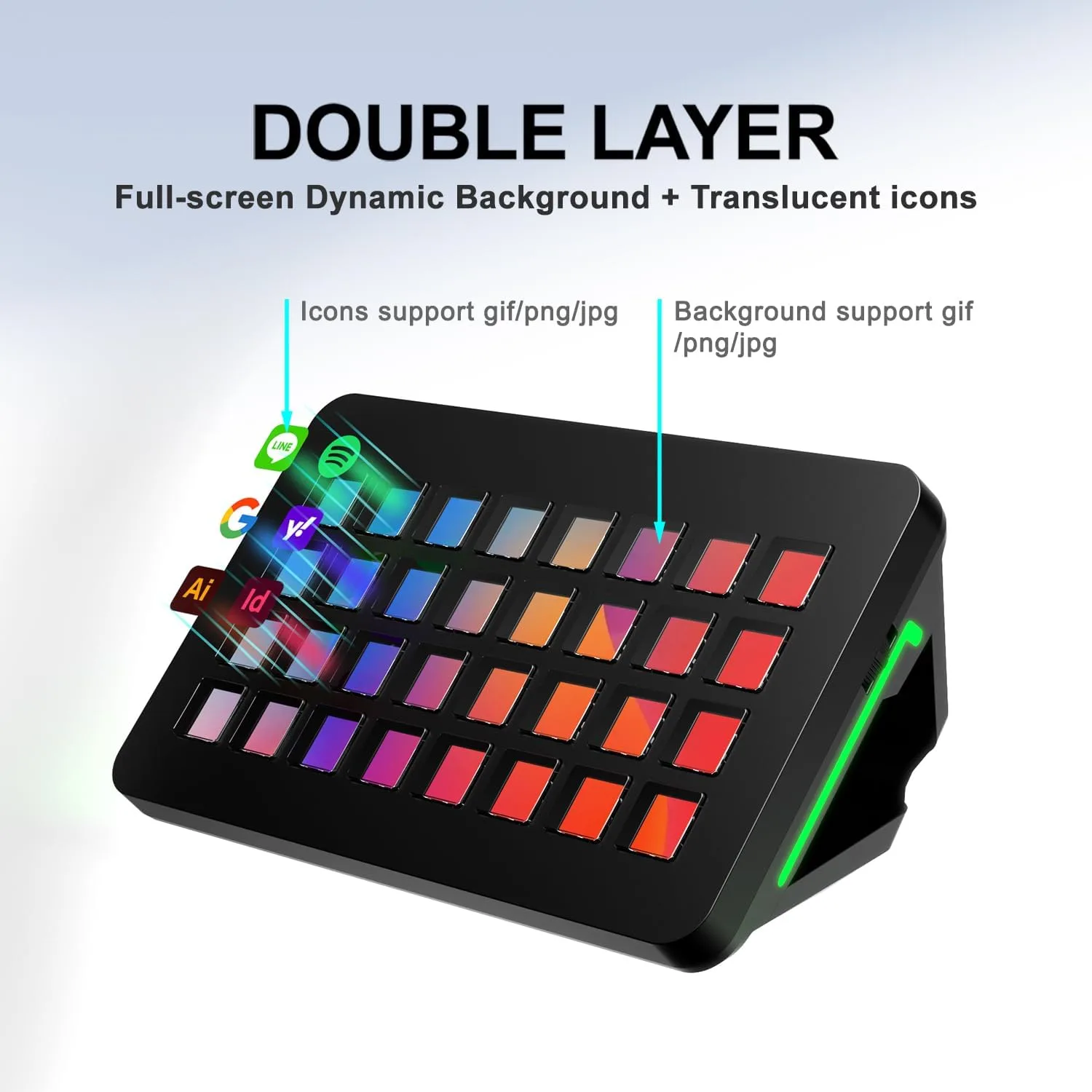 TreasLin/VSDinside XL Streaming Deck & Macro Keypad – 32 Customizable Keys with Scroll Wheels + RGB Light, Programmable Shortcut Keyboard for Gamers Creators Work on OBS Twitch Zoom Teams PS Excel