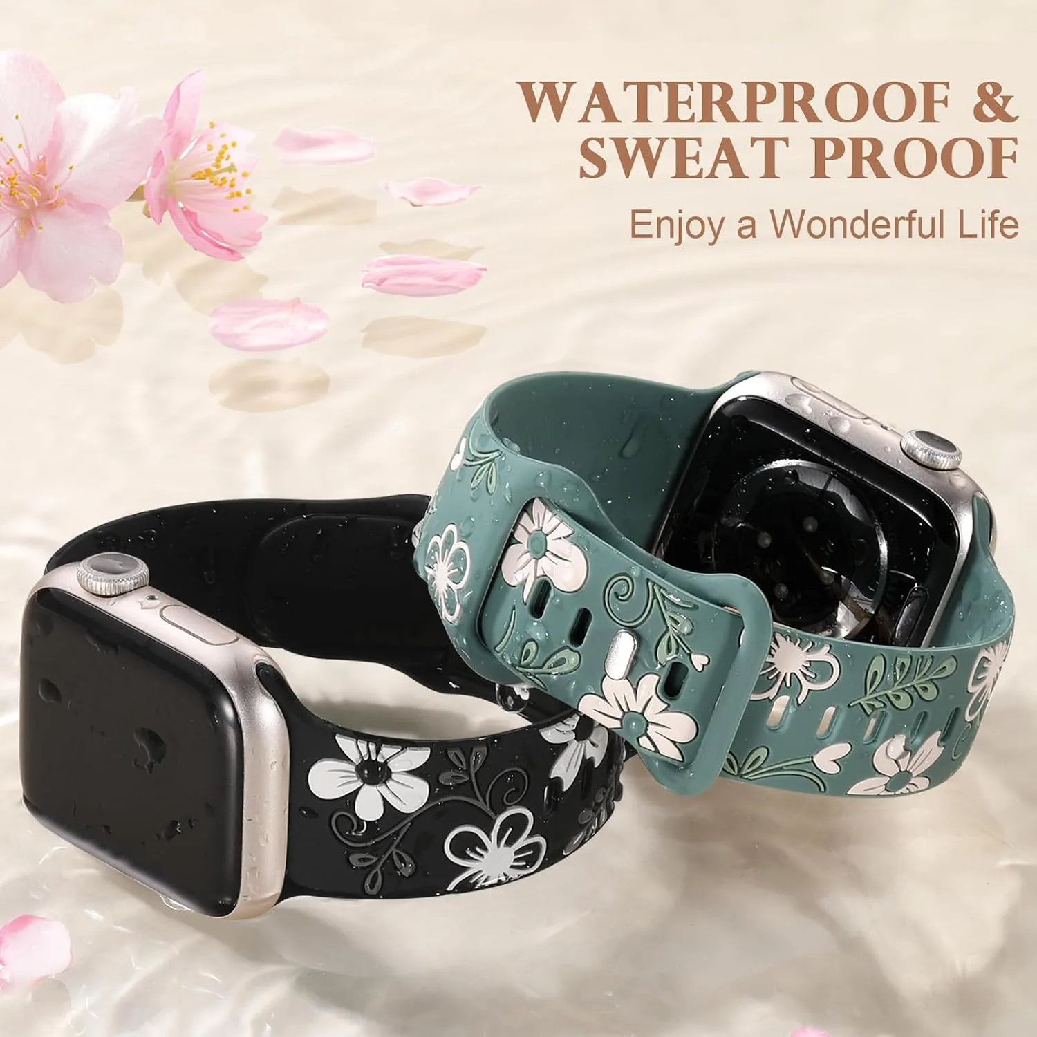 Witzon Floral Silicone Band Compatible with Apple Watch Bands For Women