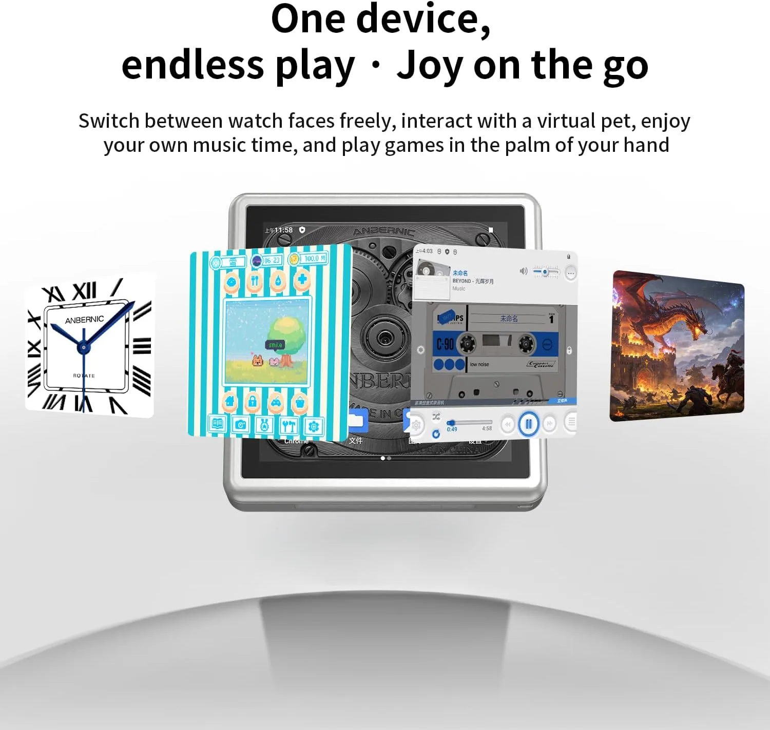RG Rotate Retro Handheld Game Console, 3.5" Swivel Screen Android Portable Player, Unisoc T618 Chip 3GB+32GB, 2000mAh Battery, Aluminum Alloy Body (Anbernic RG Rotate-Aurora Silver-NEW)