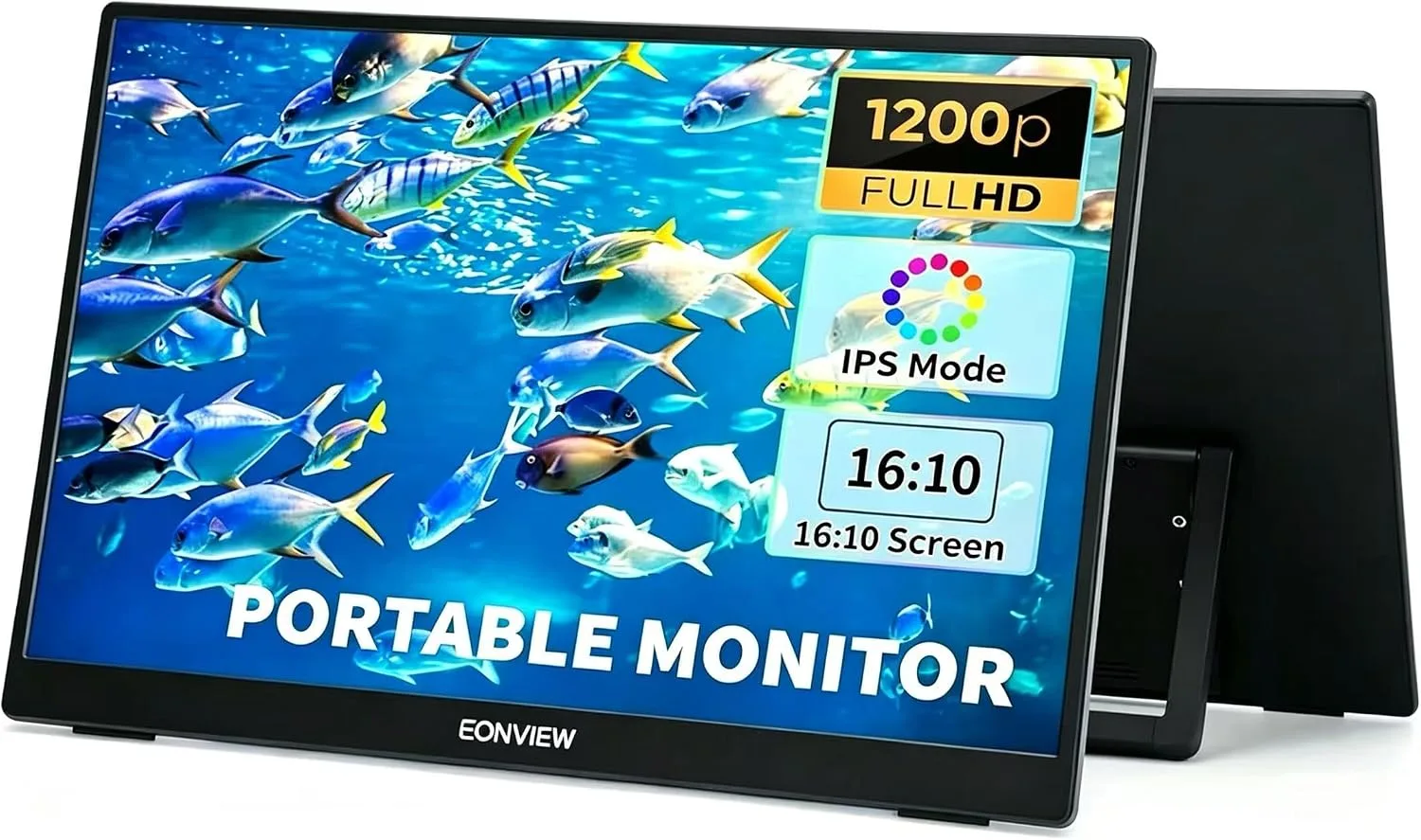 Portable Monitor, 14 Inch, 1200P IPS Display, Zero Frame, USB-C and HDMI, for Laptop, PC, Mac, PS, Xbox, Nintendo Switch