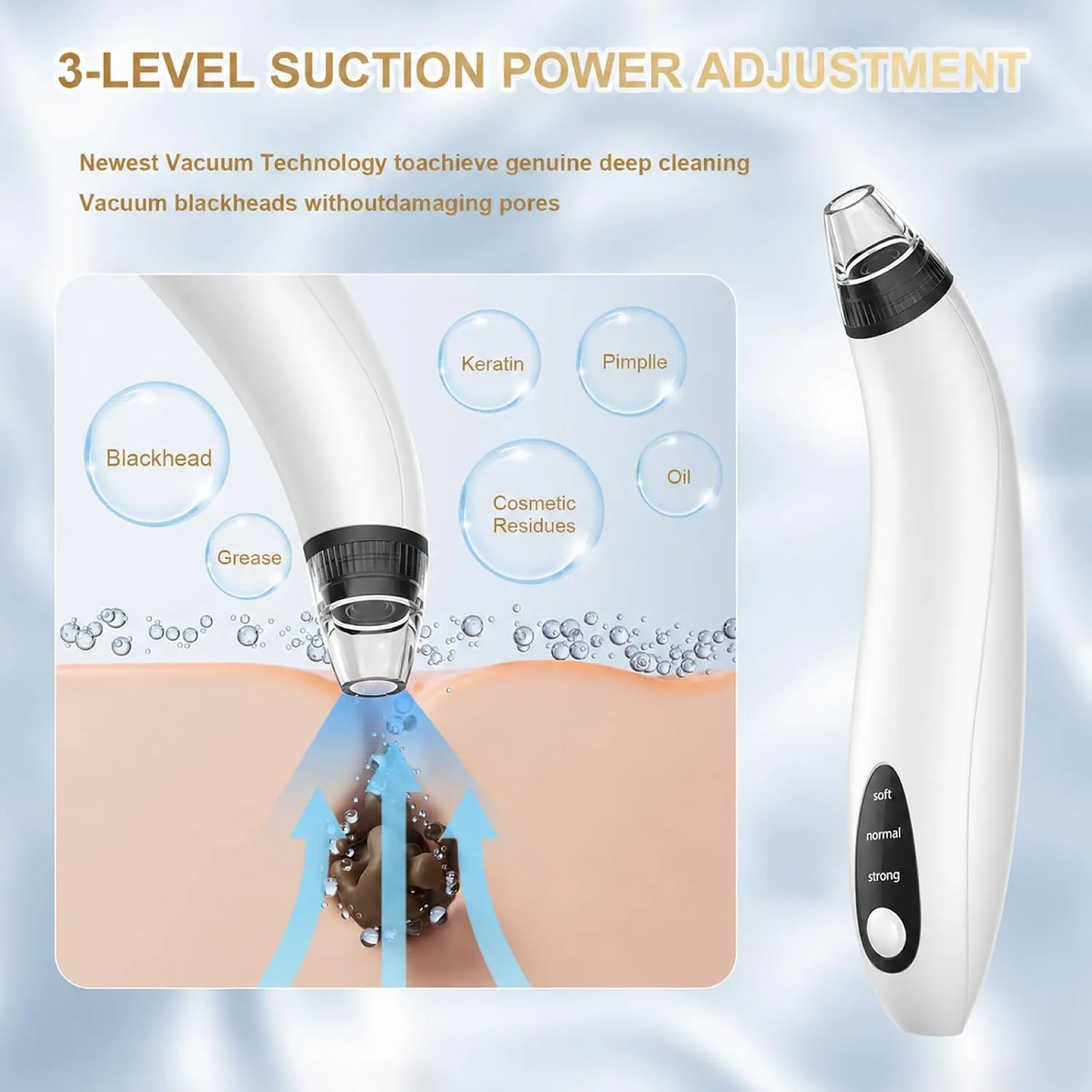 Blackhead Remover Tools,Electric Vacuum Facial Pore Cleaner Tool(White)