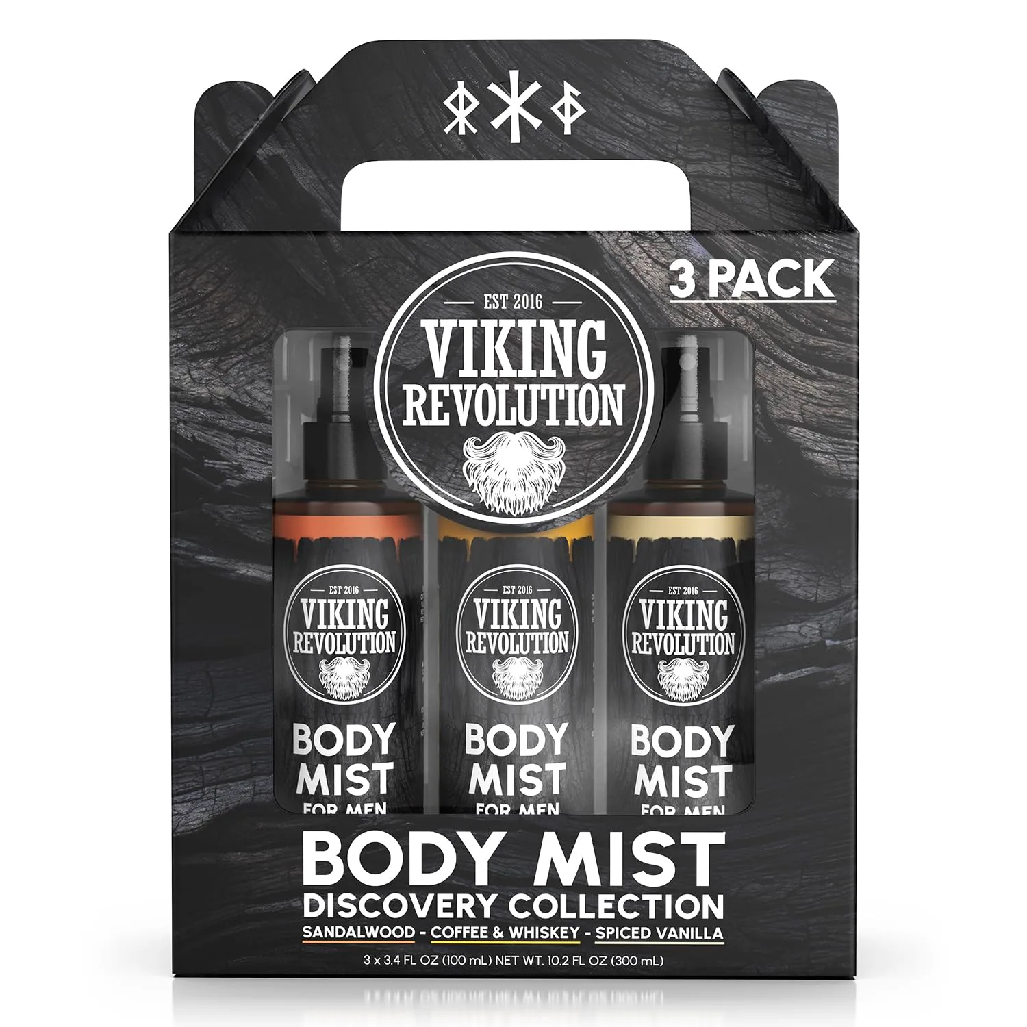 Viking Revolution Body Mist for Men - Mens Body Spray 3 Pack, 3.4 fl oz