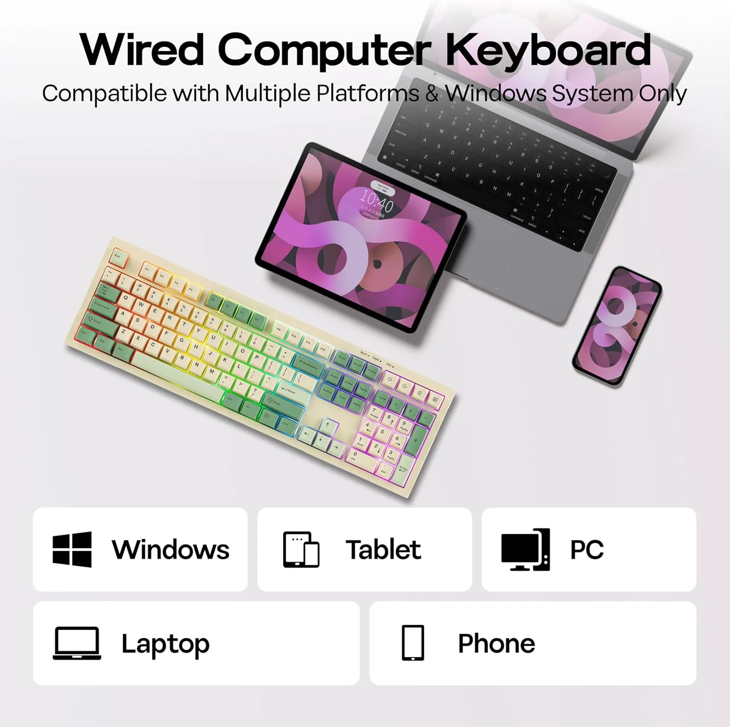 MechLands Aula S102 Membrane Gaming Keyboard w/Number Pad, 100% Full Size