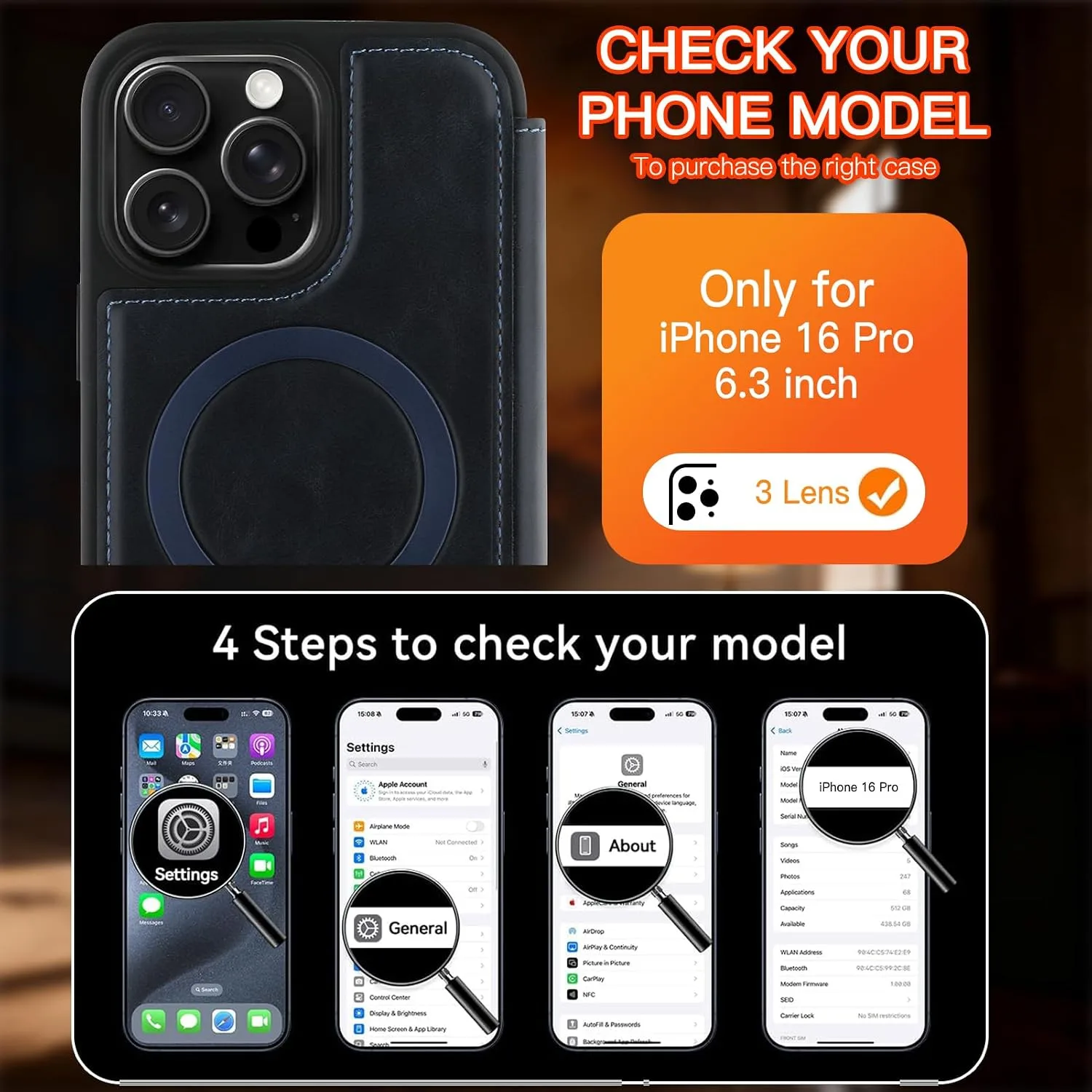 Wallet Phone Case Crafted for iPhone 16 Pro Blue