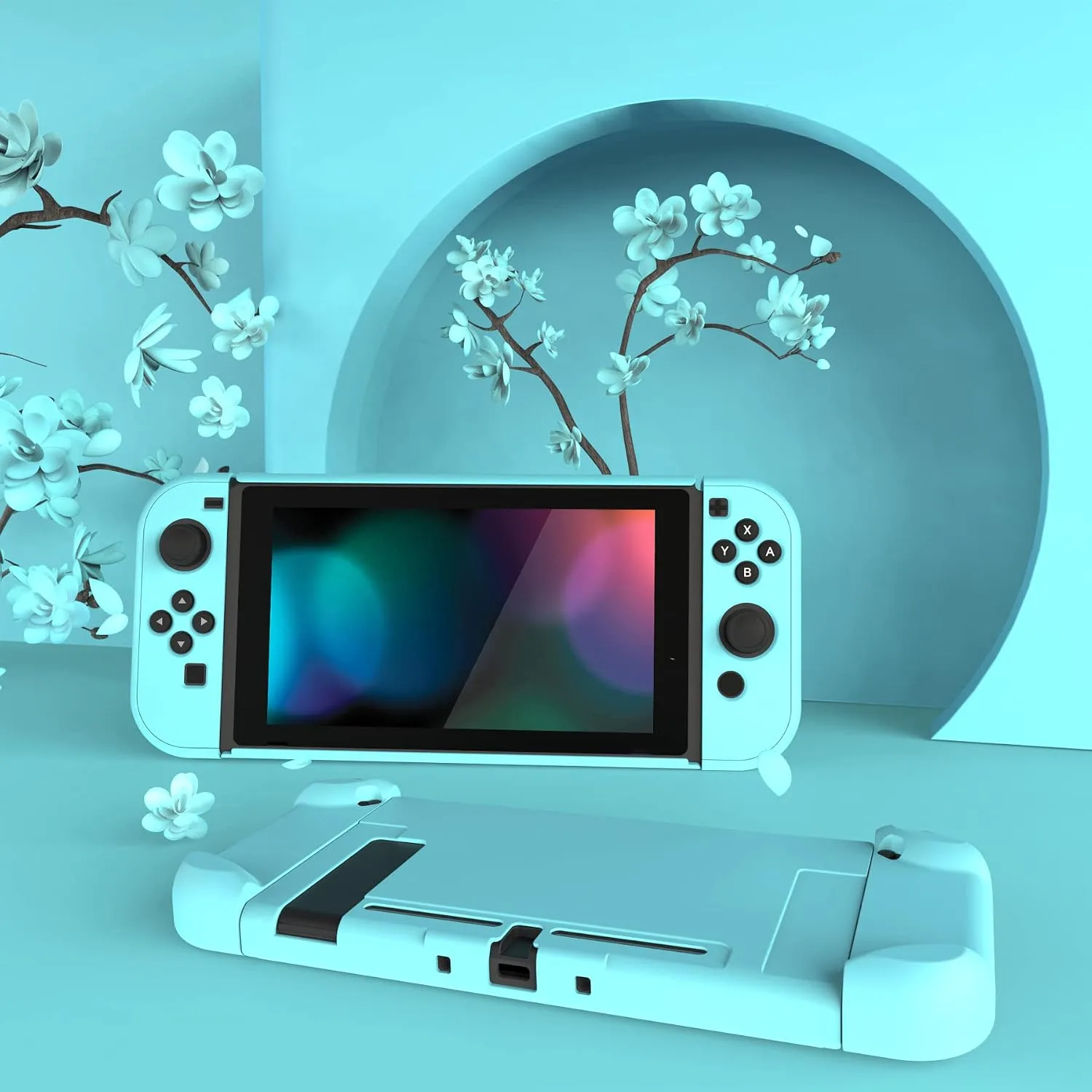 eXtremeRate PlayVital Cover for Nintendo Switch, Protective Case Protector for Switch - Shock-absorbent Anti-Scratch Dockable Easy to install Durable Hard Shell, Heaven Blue (NOT for Switch 2)
