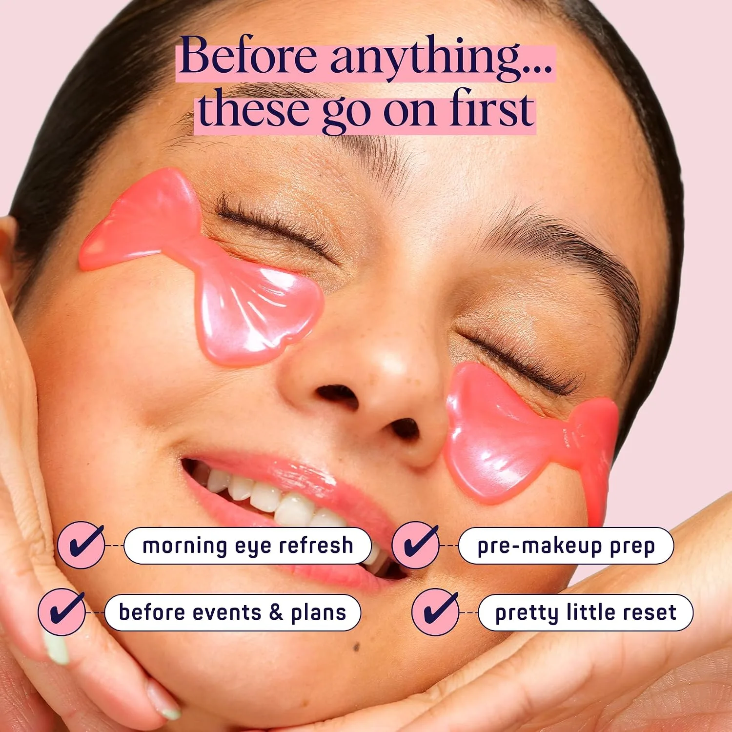 SpaLife Pretty in Pink Hydrogel Under Eye Patches for Dark Circles | Bow Under Eye Patches for Puffy Eyes | Revitalizing Undereye Masks for Bags | Bachelorette Party Favors | Pack of 8 Pairs