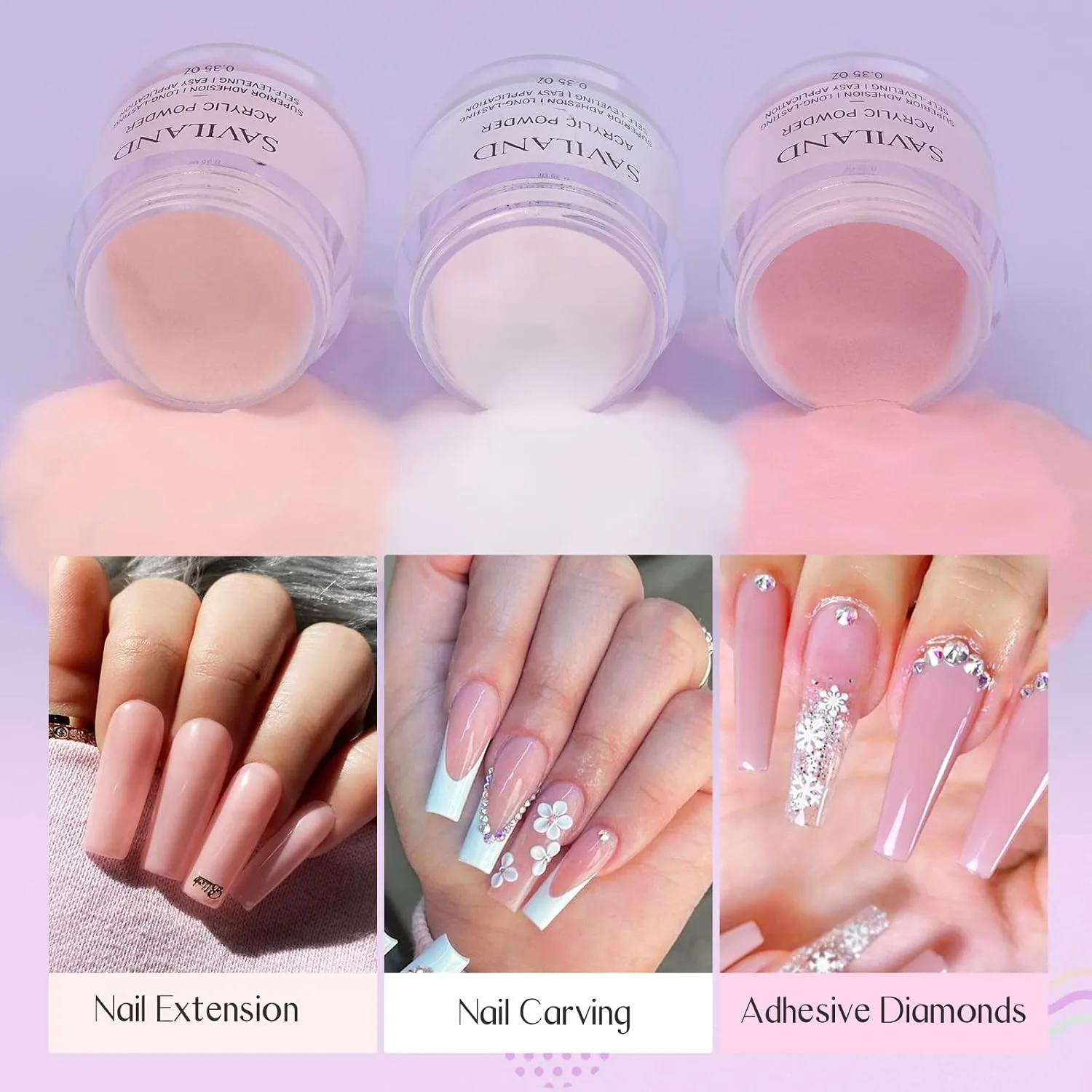 Saviland Acrylic Nail Starter Kit: Clear Pink Nude