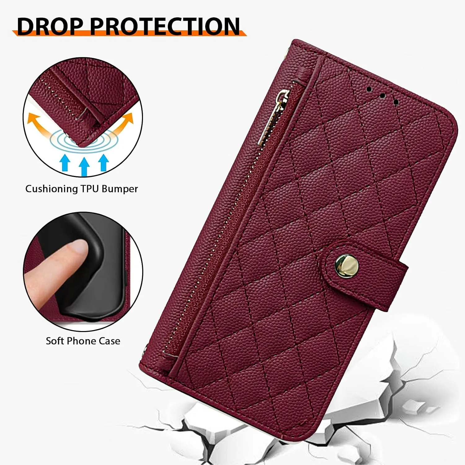 Wallet Phone Case Crafted for iPhone 18 Pro Max Burgundy