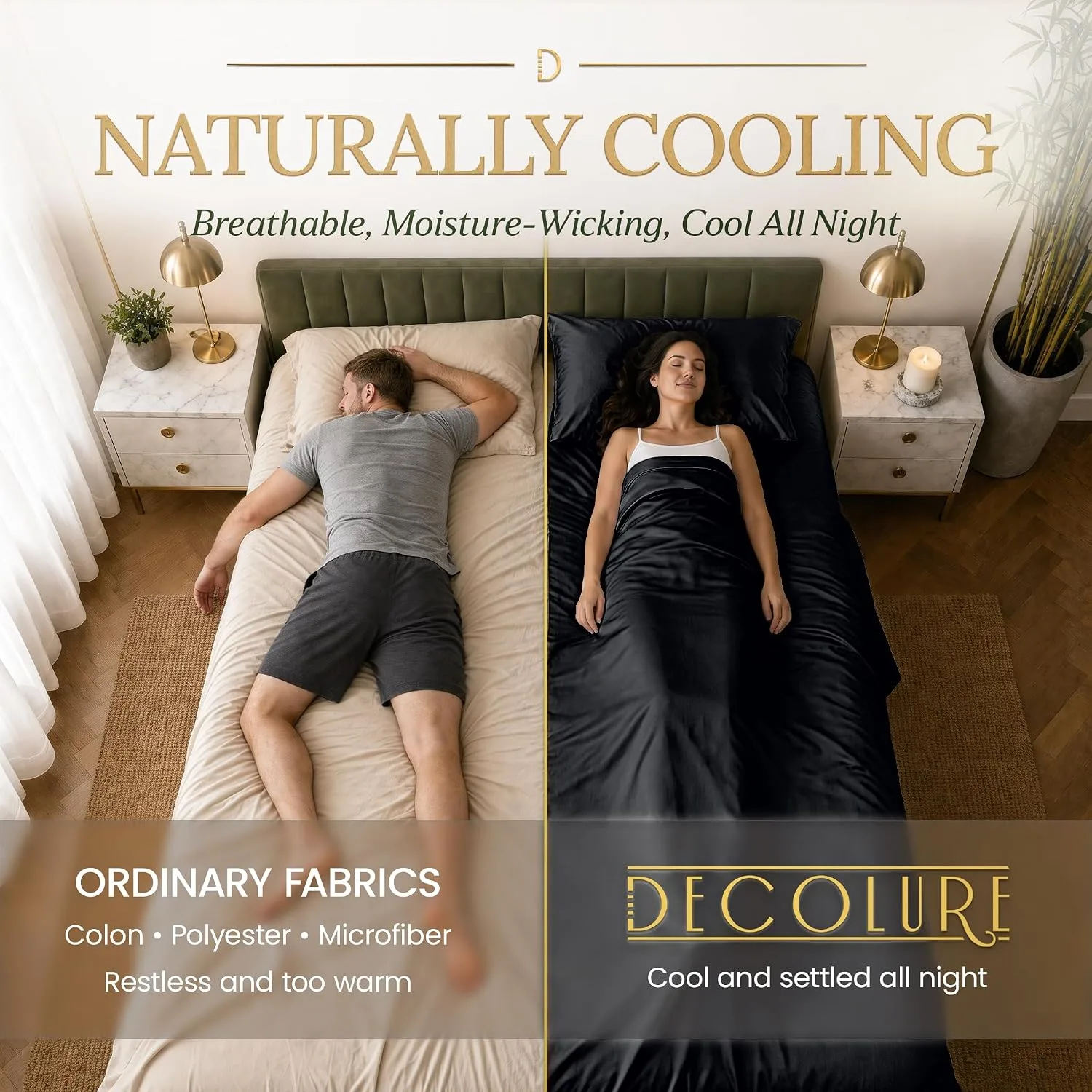 DECOLURE 100% Viscose from Bamboo Sheets King Size | 6 Pc Cooling Bed Set