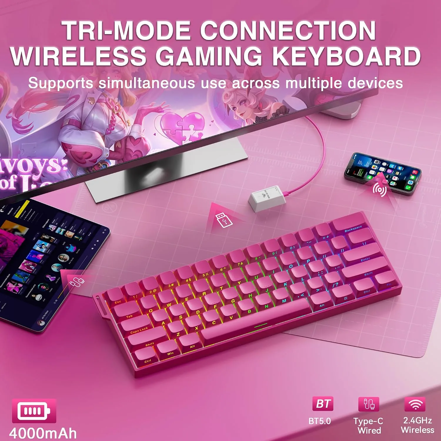 Aula MINI60 HE MAX Wireless Gaming Keyboard 60% Magnetic Switch Keyboard
