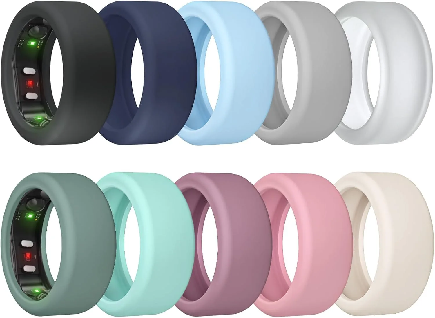 10 Pack Ring Cover for RingConn Gen 3/ Gen 2, Elastic Silicone Ring Protector for RingConn Gen 2 Air Working Out Accessories Men Women (All 10 Colors-6, S (7/8/9/10/11))