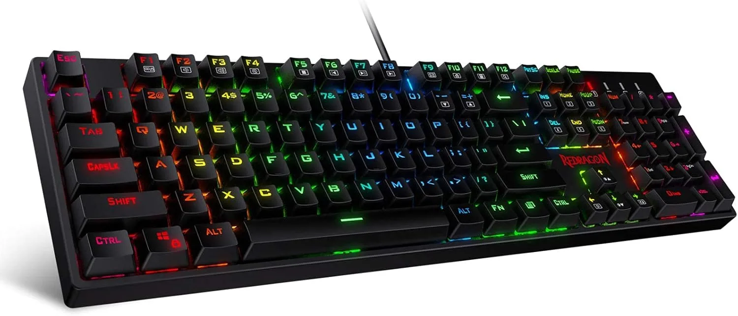 Teclado Gamer Redragon K582 RGB Mecánico Cableado 104 Teclas