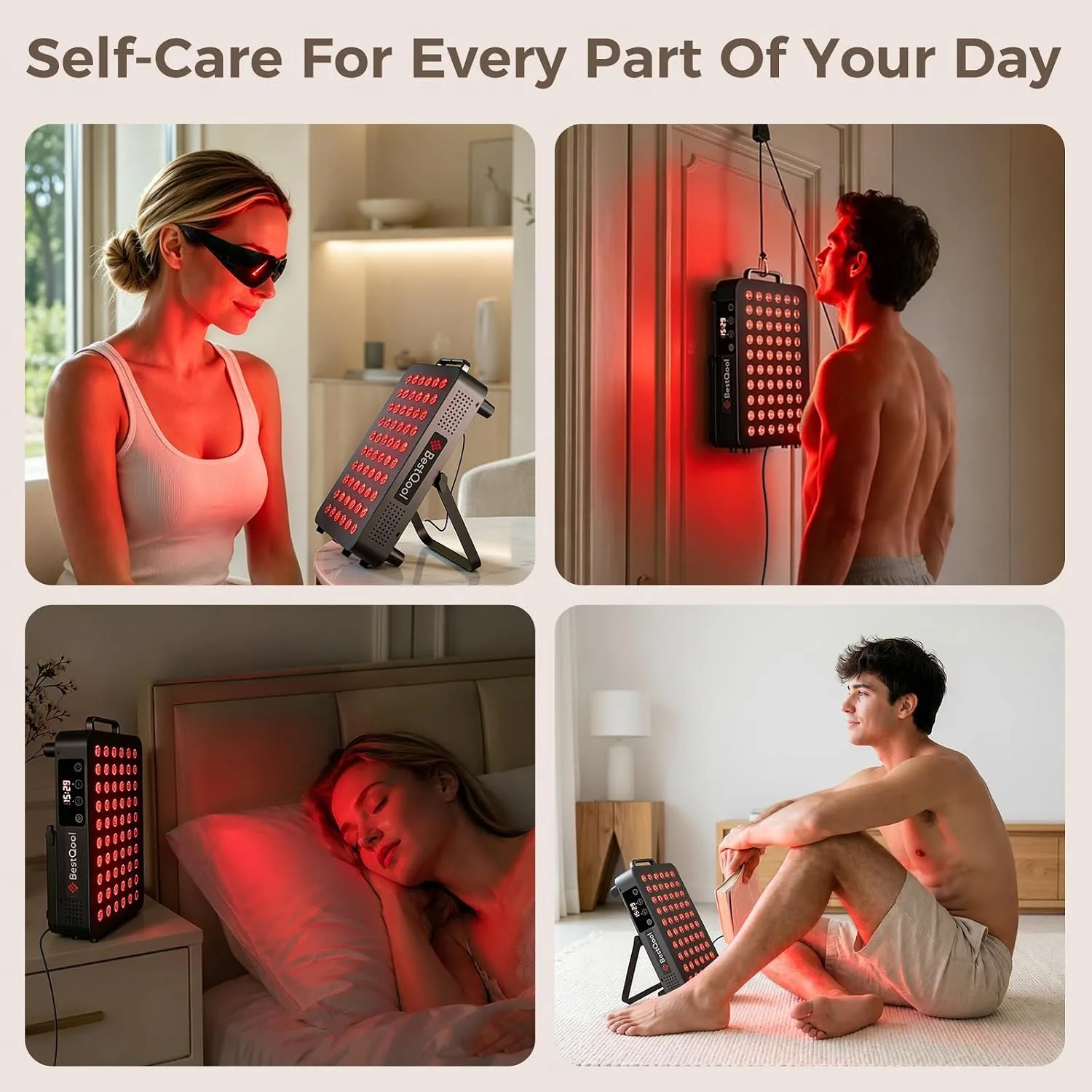 BestQool Red Light Therapy Panel, 660nm Red & 850nm Infrared Light, 105W